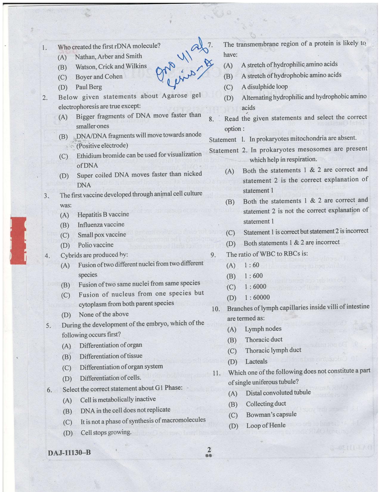 KUET 2023 M.Sc. BioChemistry Question Paper - Page 47