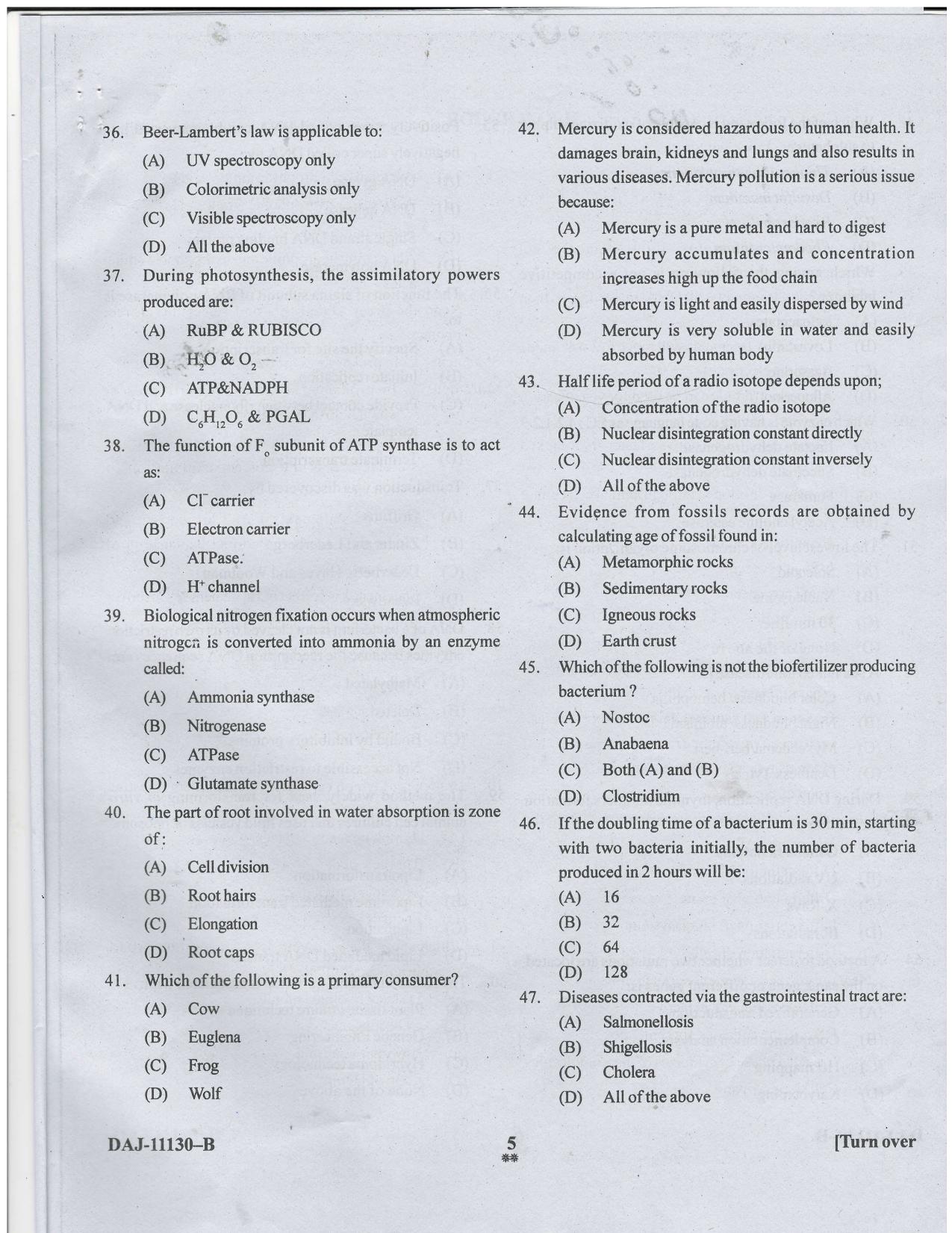 KUET 2023 M.Sc. BioChemistry Question Paper - Page 50