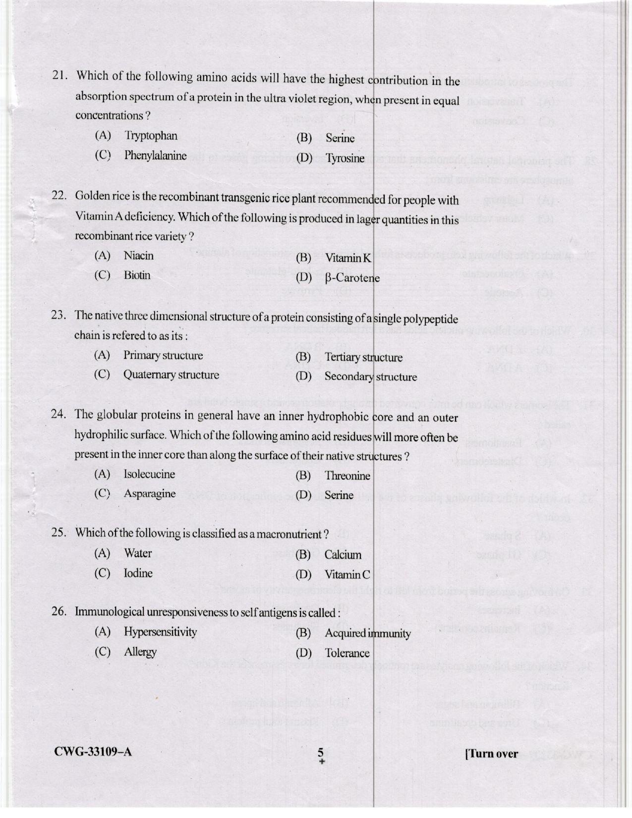 KUET 2023 M.Sc. BioChemistry Question Paper - Page 56