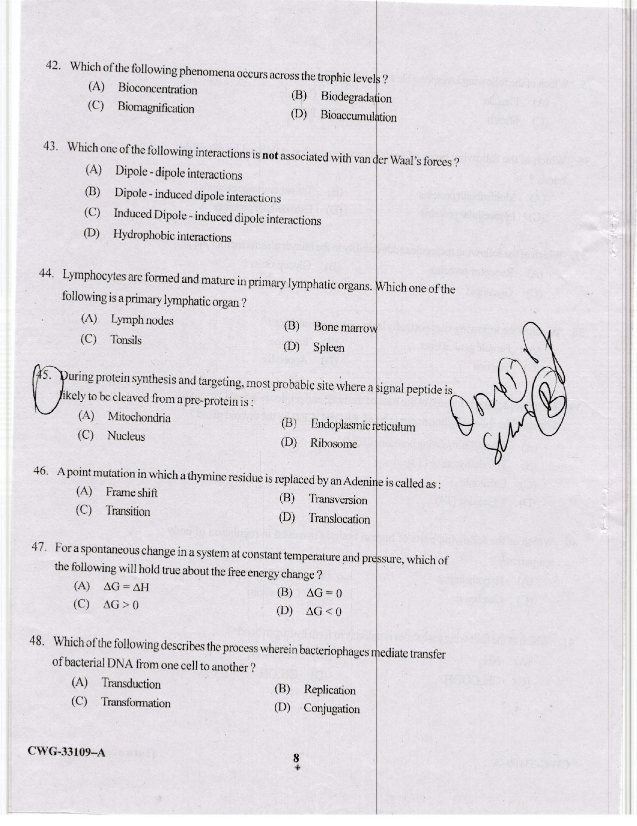 KUET 2023 M.Sc. BioChemistry Question Paper - Page 59