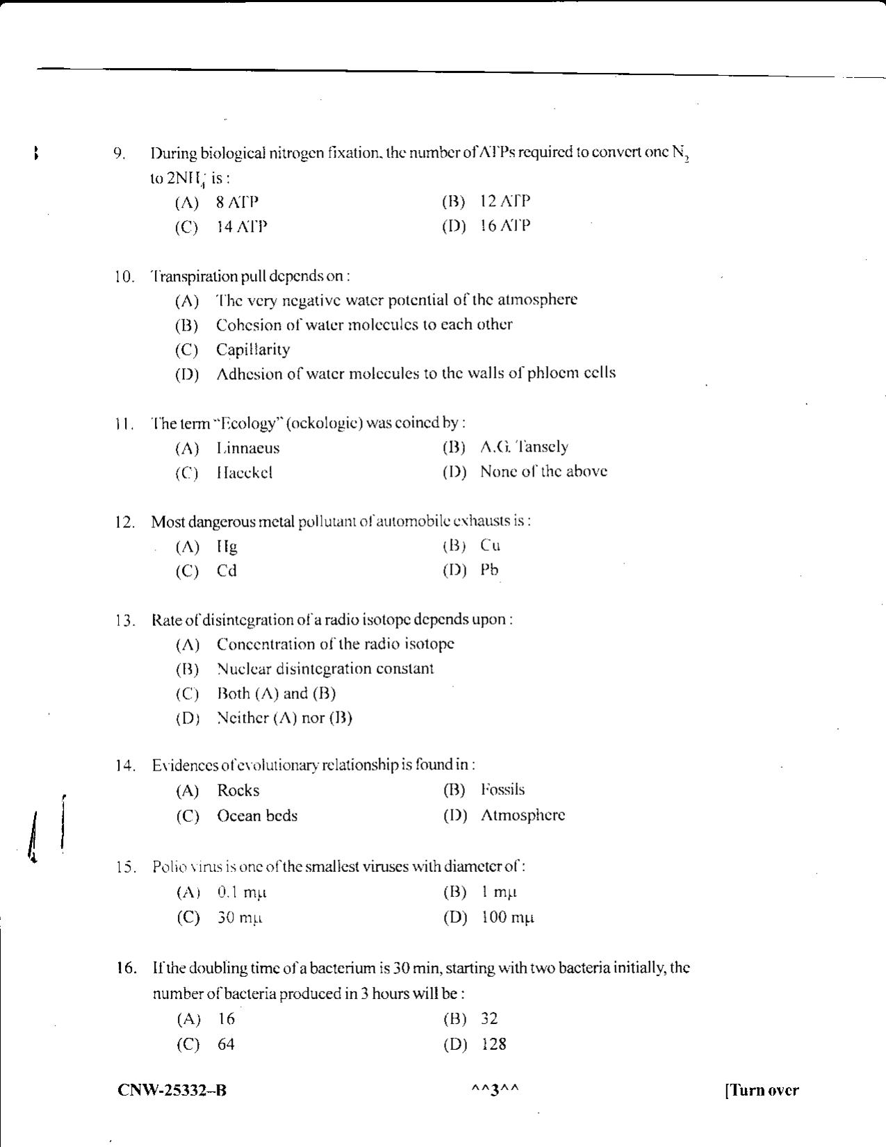KUET 2023 M.Sc. BioChemistry Question Paper - Page 63