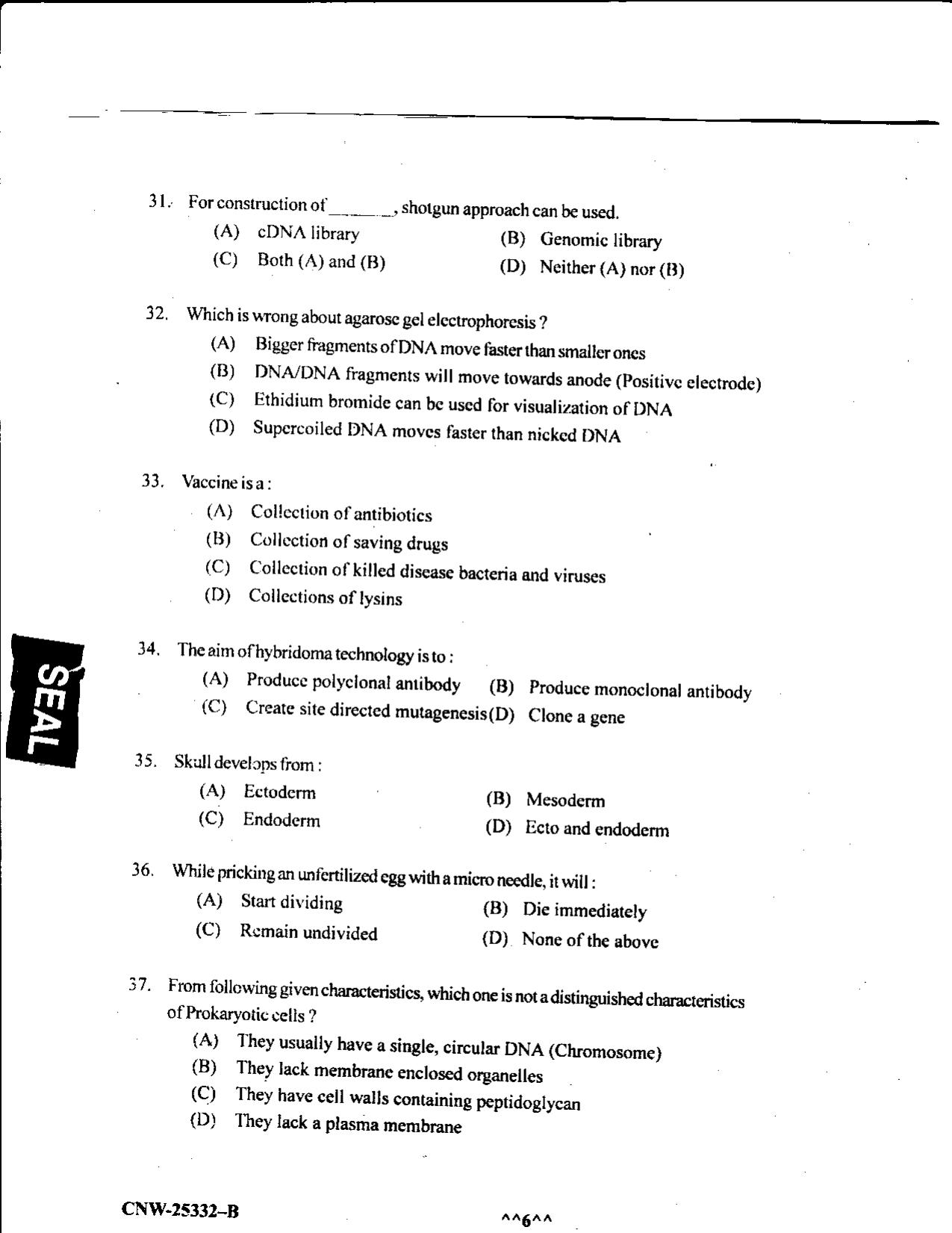KUET 2023 M.Sc. BioChemistry Question Paper - Page 66