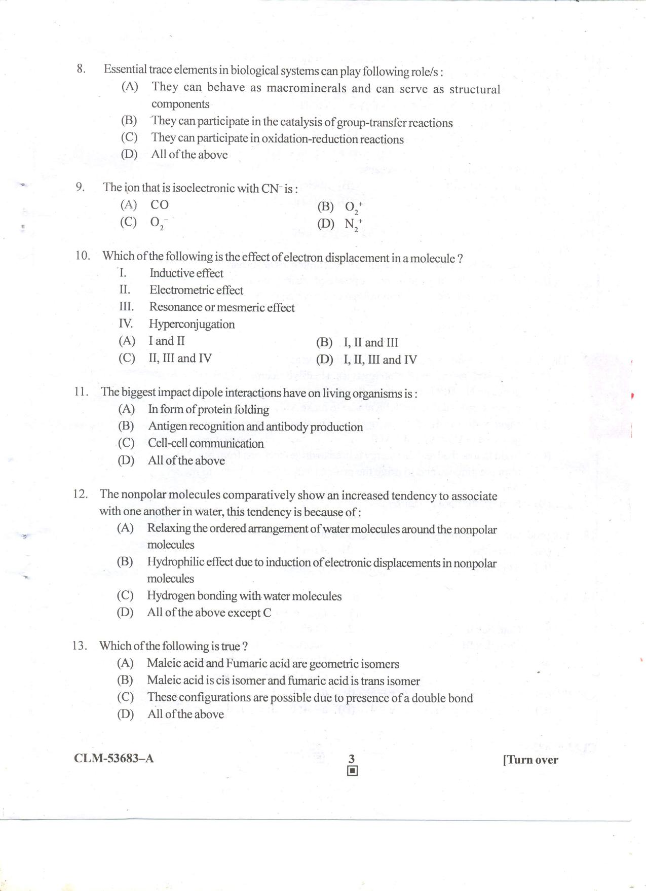KUET 2023 M.Sc. BioChemistry Question Paper - Page 71