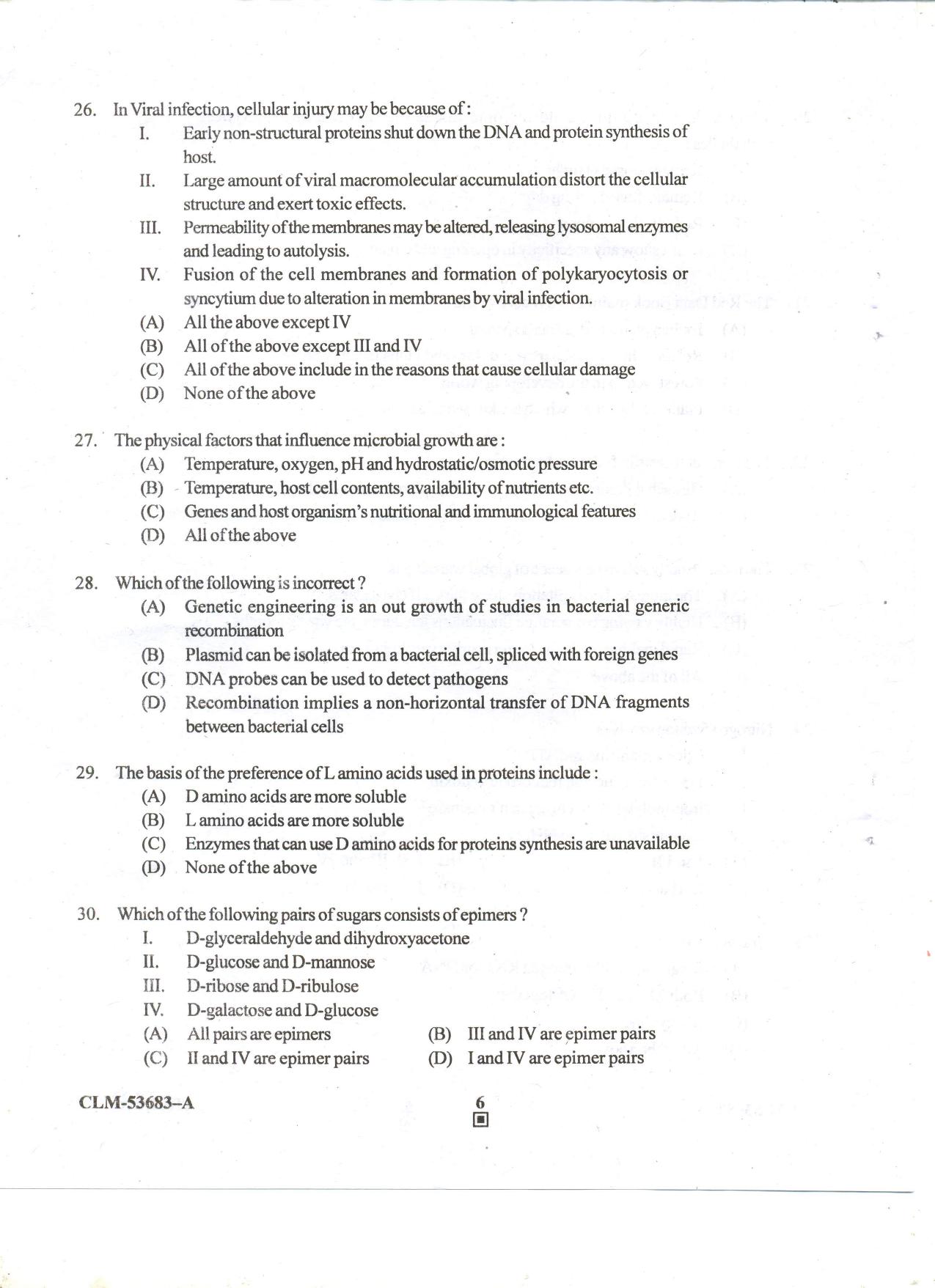 KUET 2023 M.Sc. BioChemistry Question Paper - Page 74
