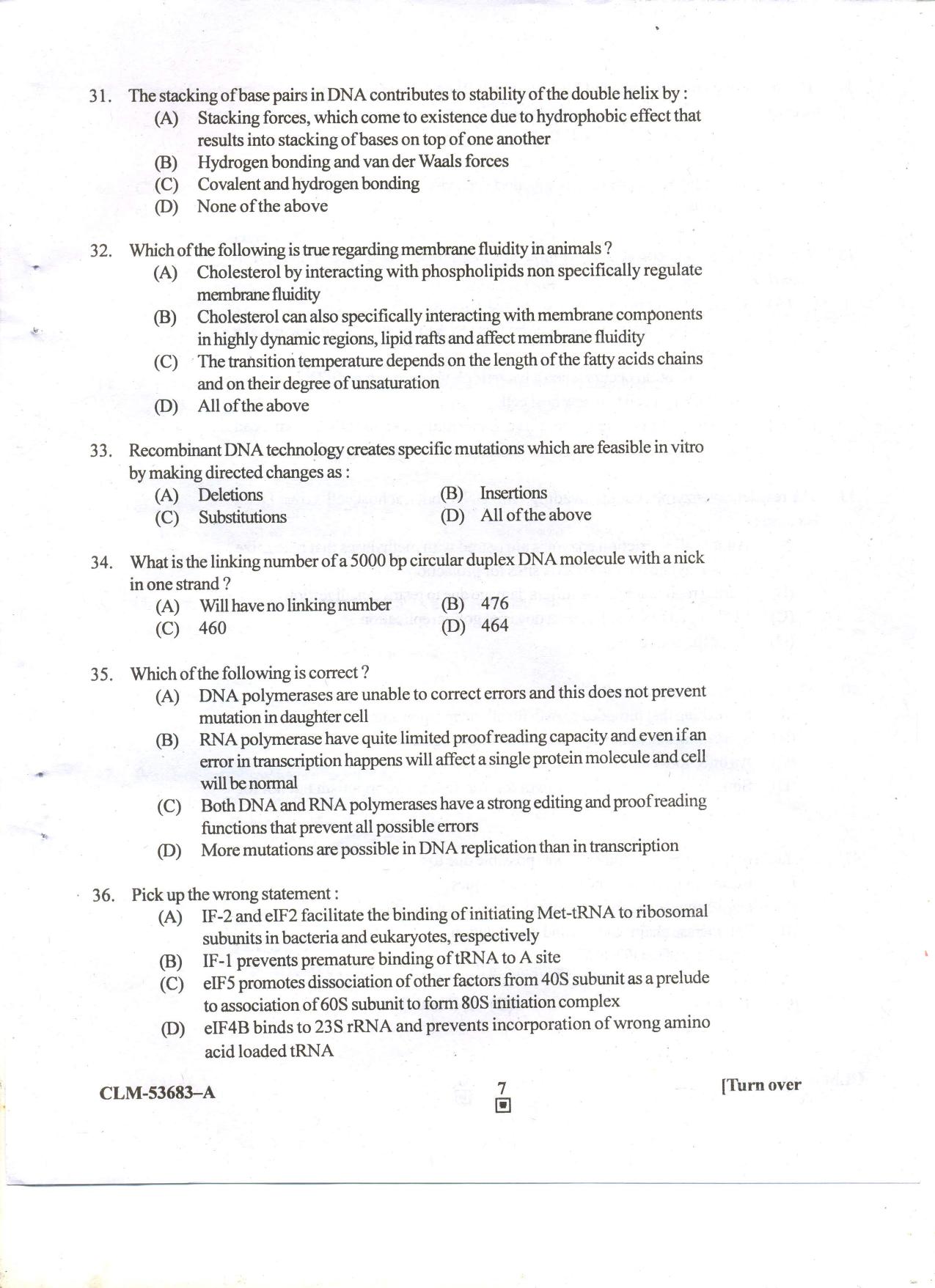 KUET 2023 M.Sc. BioChemistry Question Paper - Page 75
