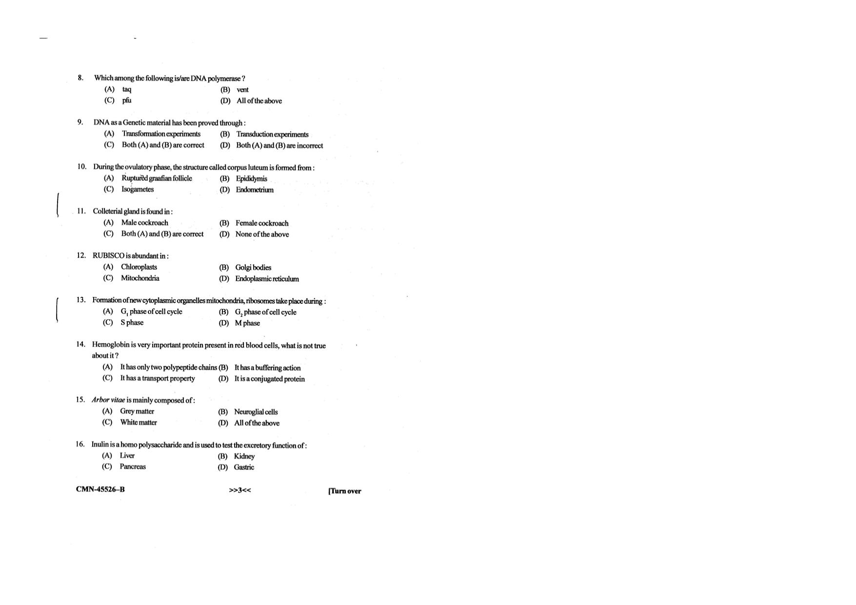 KUET 2023 M.Sc. BioChemistry Question Paper - Page 81