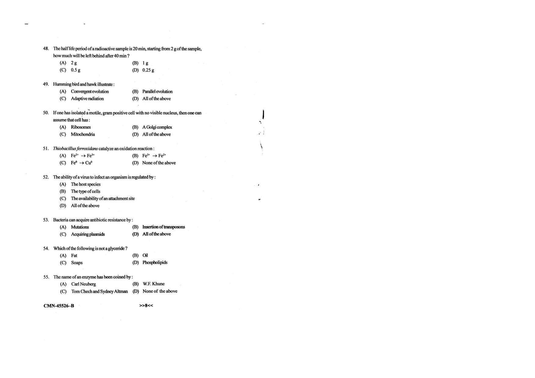 KUET 2023 M.Sc. BioChemistry Question Paper - Page 86