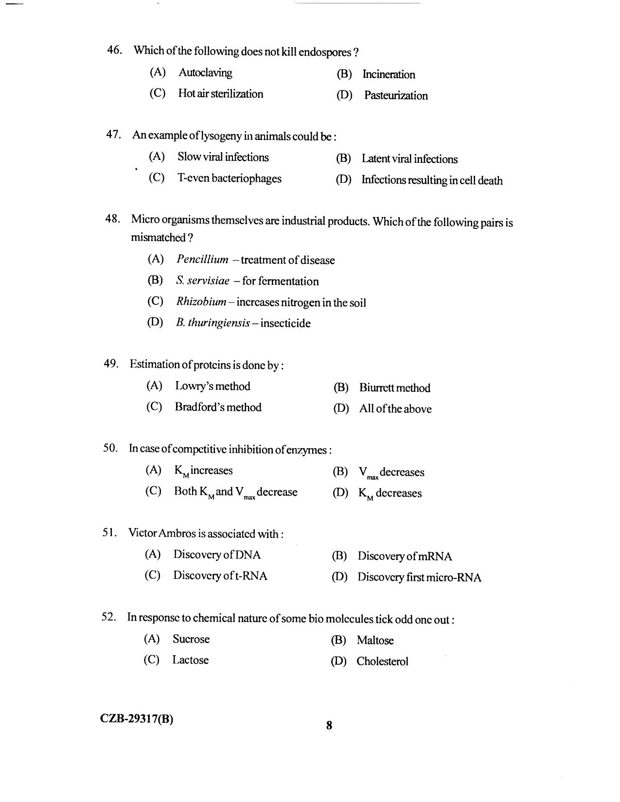 KUET 2023 M.Sc. BioChemistry Question Paper - Page 94