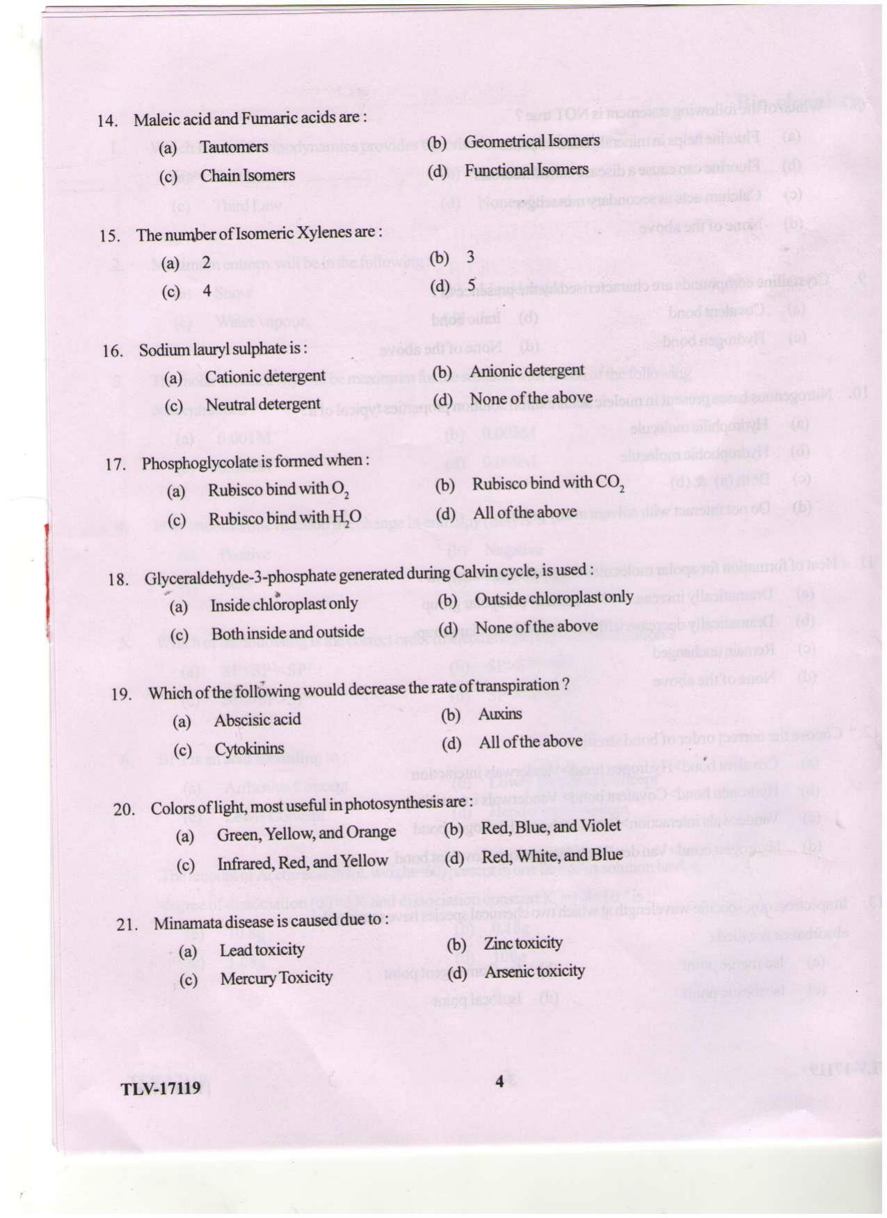 KUET 2023 M.Sc. BioChemistry Question Paper - Page 99
