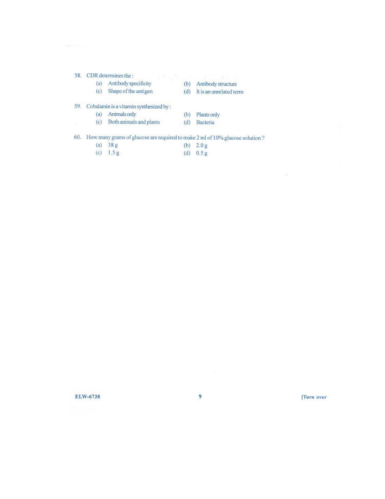 KUET 2023 M.Sc. BioChemistry Question Paper - Page 113