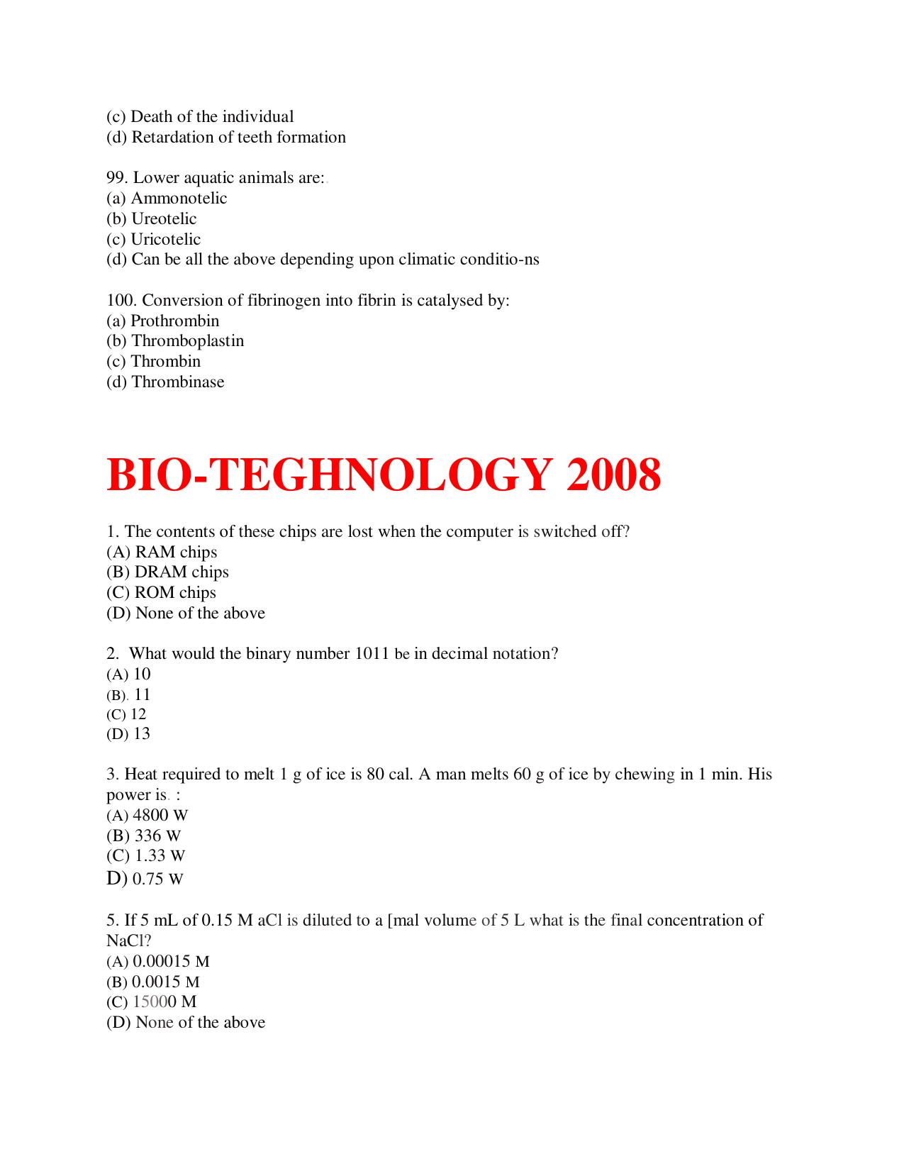 KUET 2023 M.Sc. BioChemistry Question Paper - Page 142