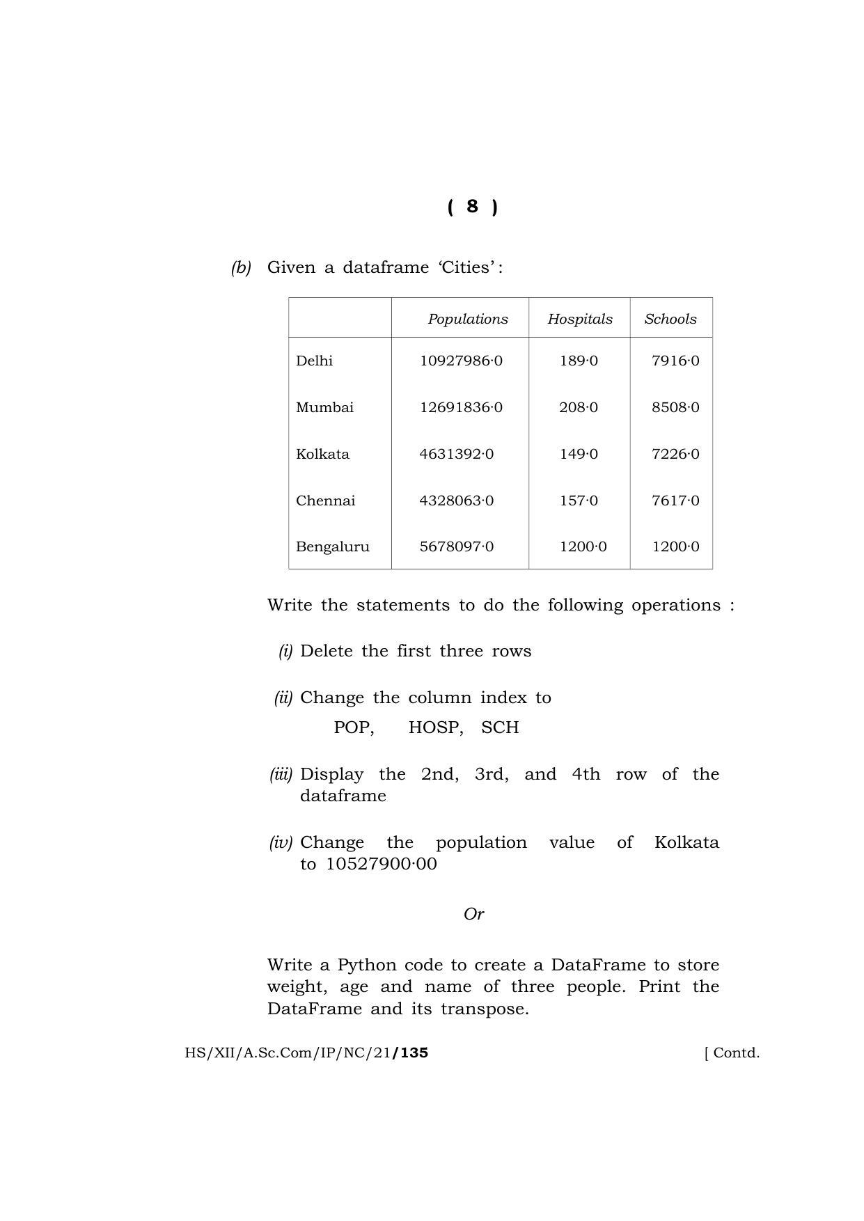 Meghalaya Board (MBOSE) Class 12 INFORMATICS PRACTICES (New Course) (HS-XII-A.Sc.Com-IP-NC-21) 2021 Question Paper - Page 8