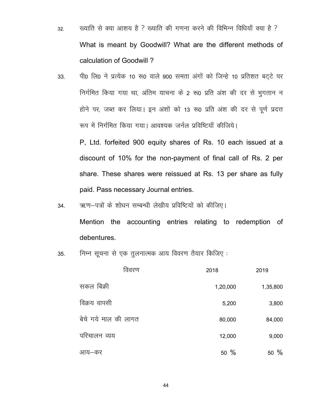 Bihar Board Class 12th Model Paper 2022 - Accountancy (OPT.) - Page 44