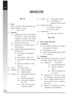 Maharashtra HSC German Syllabus