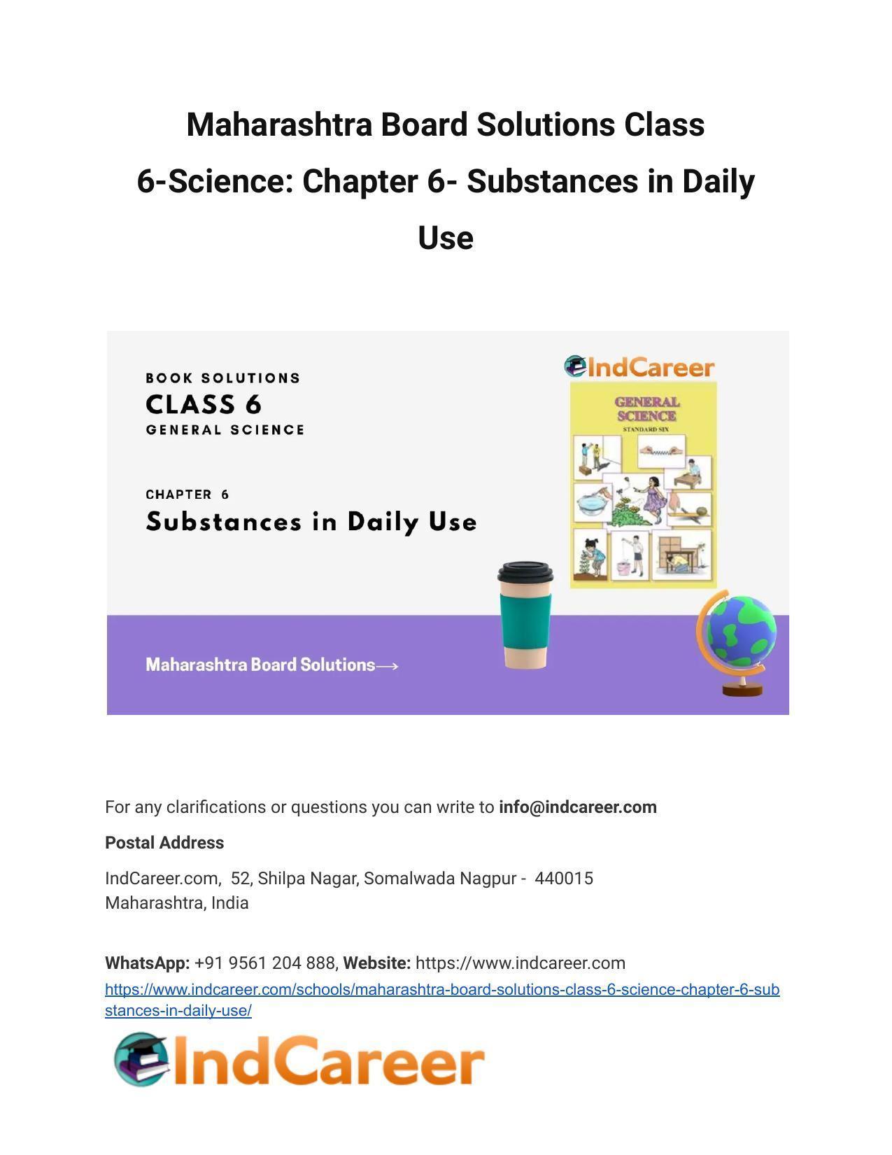 Maharashtra Board Solutions Class 6-Science: Chapter 6- Substances in Daily Use - Page 1
