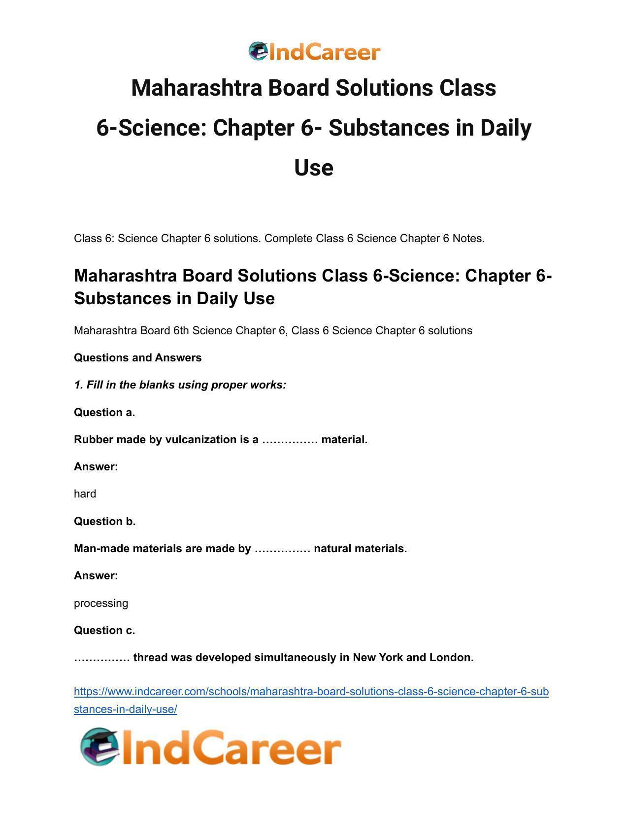 Maharashtra Board Solutions Class 6-Science: Chapter 6- Substances in Daily Use - Page 2