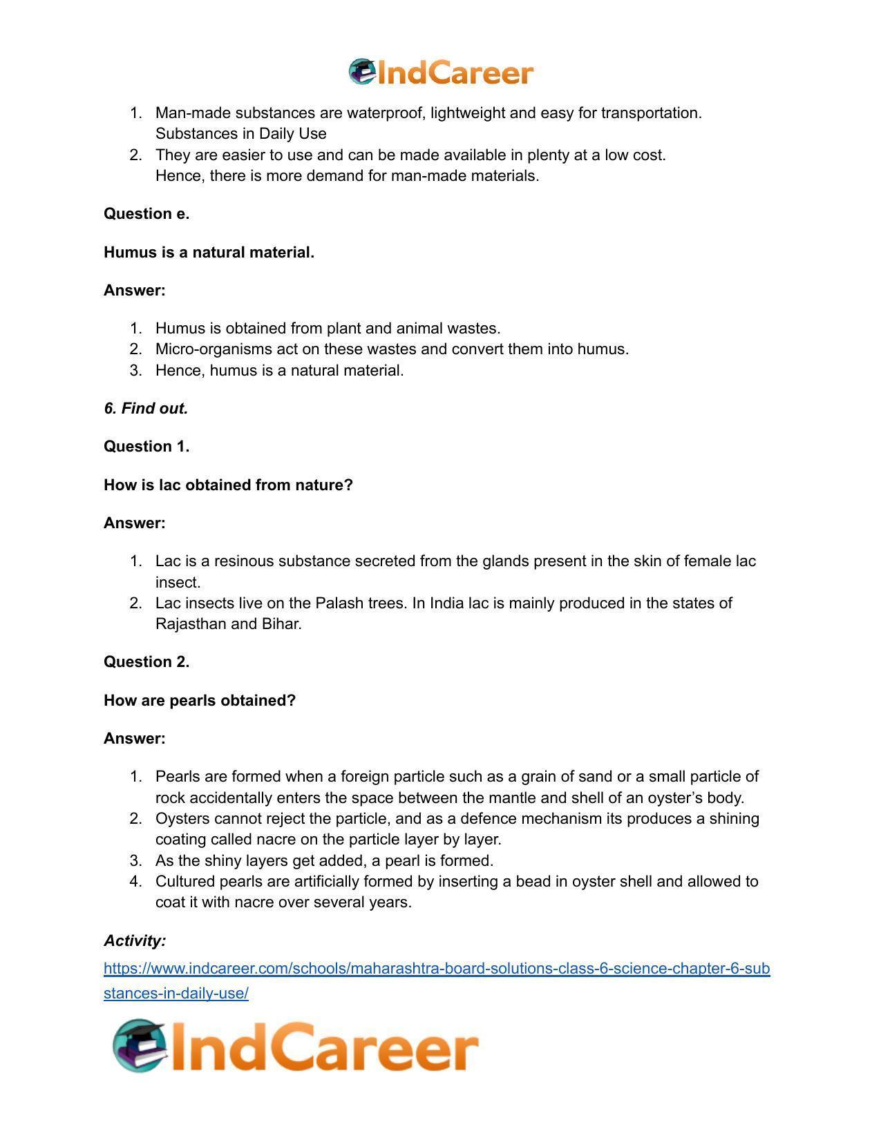 Maharashtra Board Solutions Class 6-Science: Chapter 6- Substances in Daily Use - Page 6