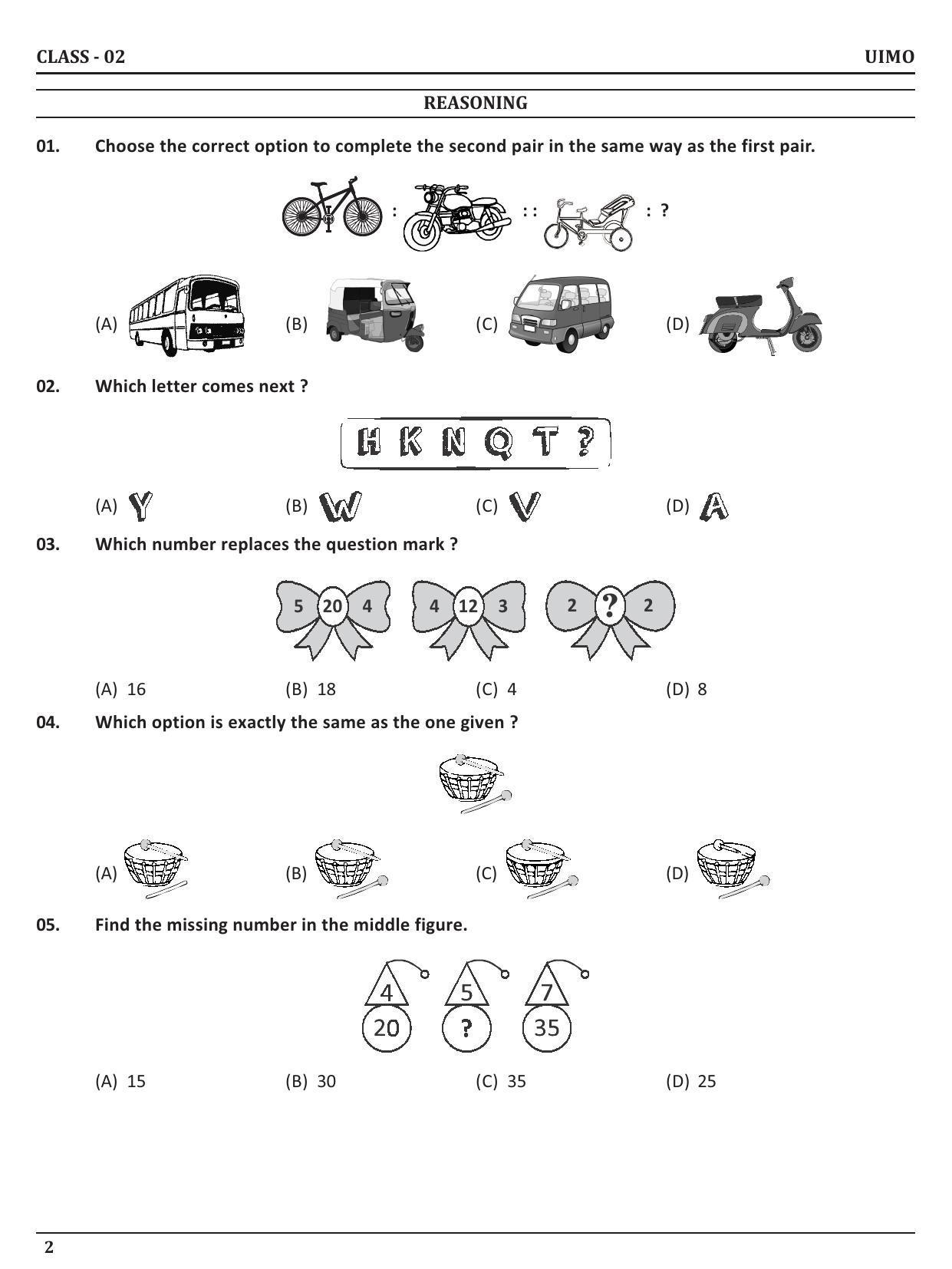 UIMO Class 2 2023 Sample Paper  - Page 2