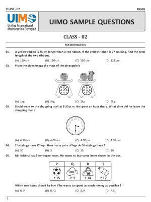 UIMO Class 2 2023 Sample Paper 