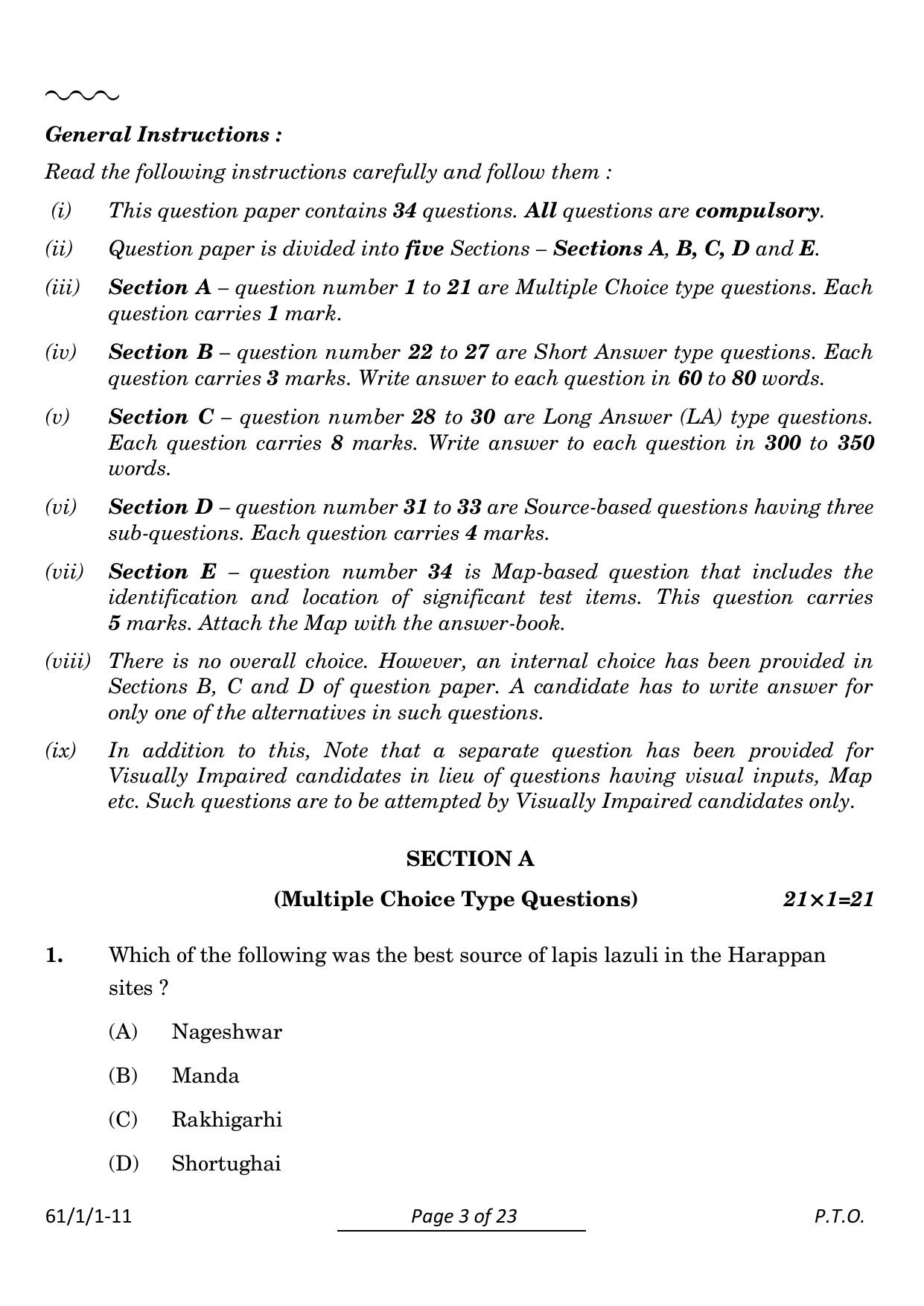 CBSE Class 12 61-1-1 History 2024 Question Paper - Page 3