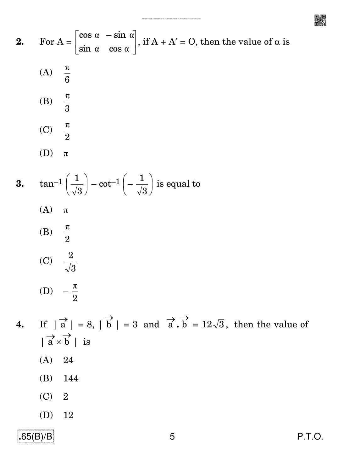 CBSE Class 12 65(B)-C - Maths For Blind Candidates 2020 Compartment Question Paper - Page 5