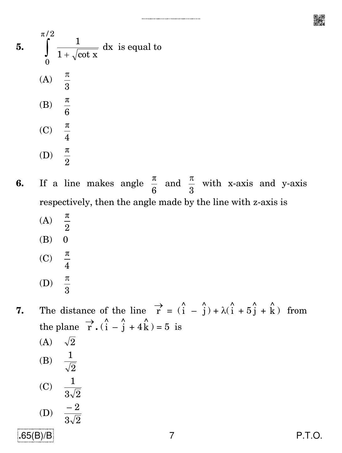 CBSE Class 12 65(B)-C - Maths For Blind Candidates 2020 Compartment Question Paper - Page 7