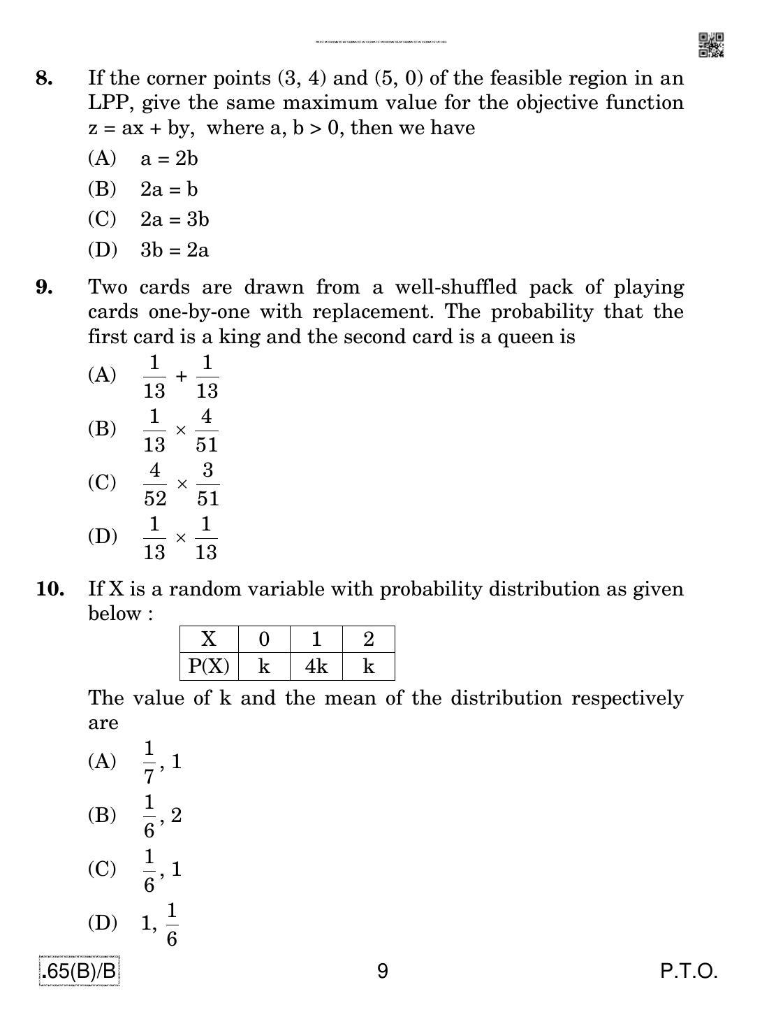 CBSE Class 12 65(B)-C - Maths For Blind Candidates 2020 Compartment Question Paper - Page 9