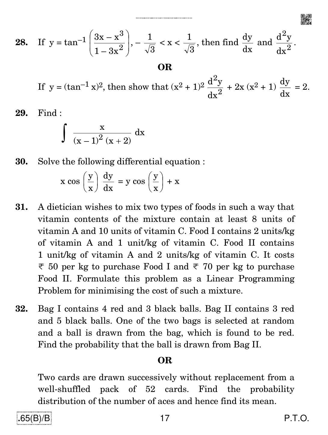 CBSE Class 12 65(B)-C - Maths For Blind Candidates 2020 Compartment Question Paper - Page 17