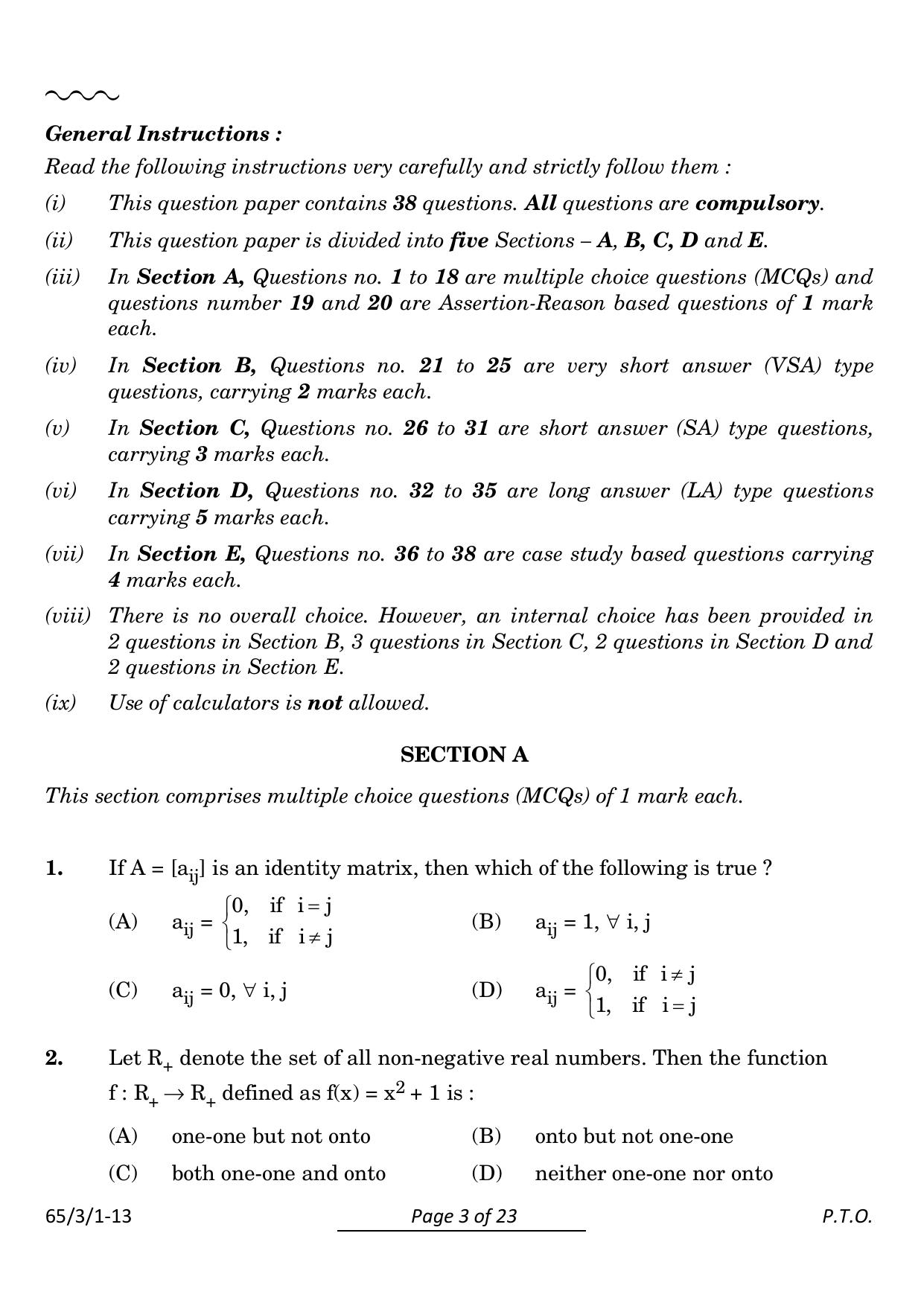 CBSE Class 12 65-3-1 Mathematics 2024 Question Paper - Page 3