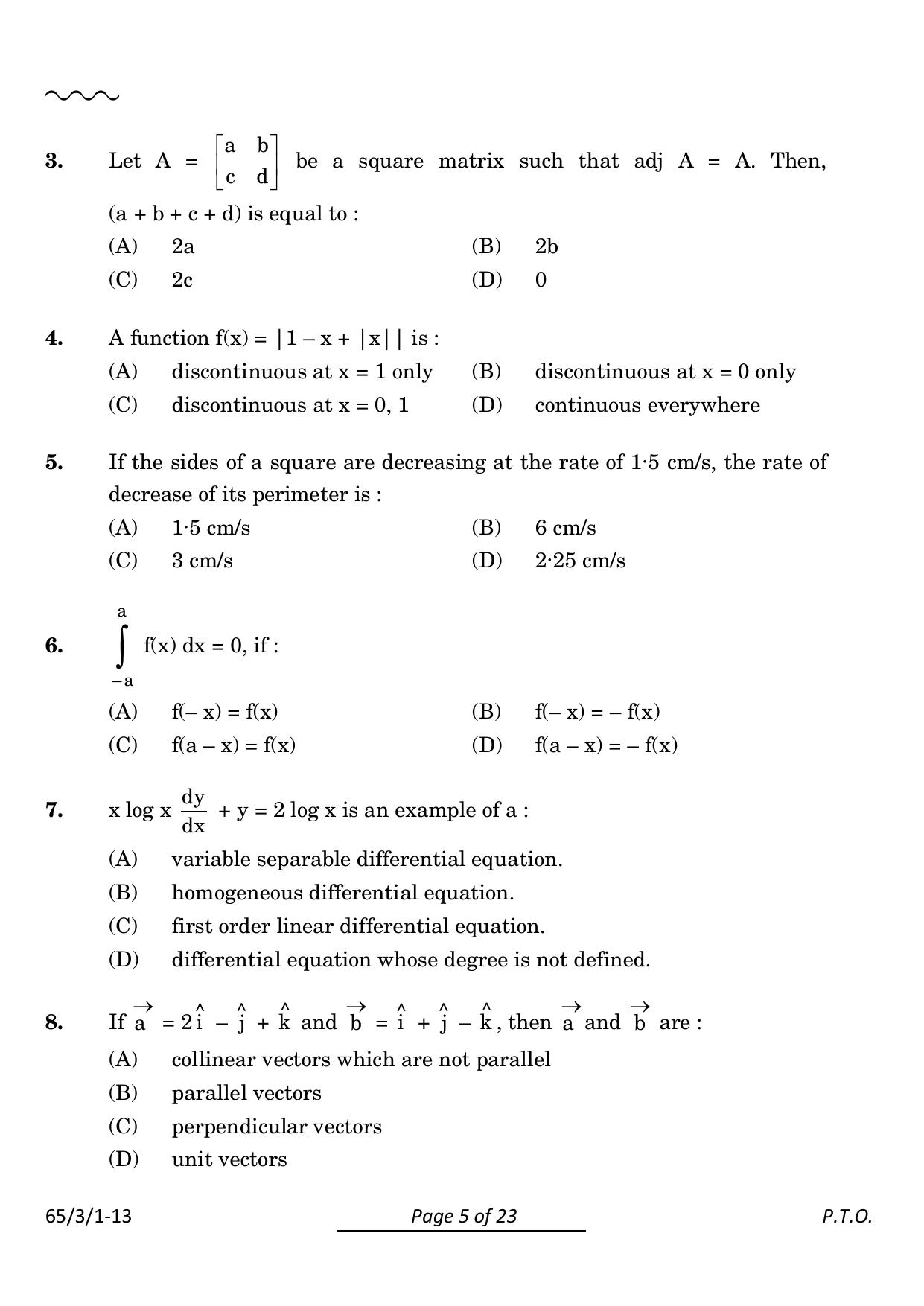 CBSE Class 12 65-3-1 Mathematics 2024 Question Paper - Page 5