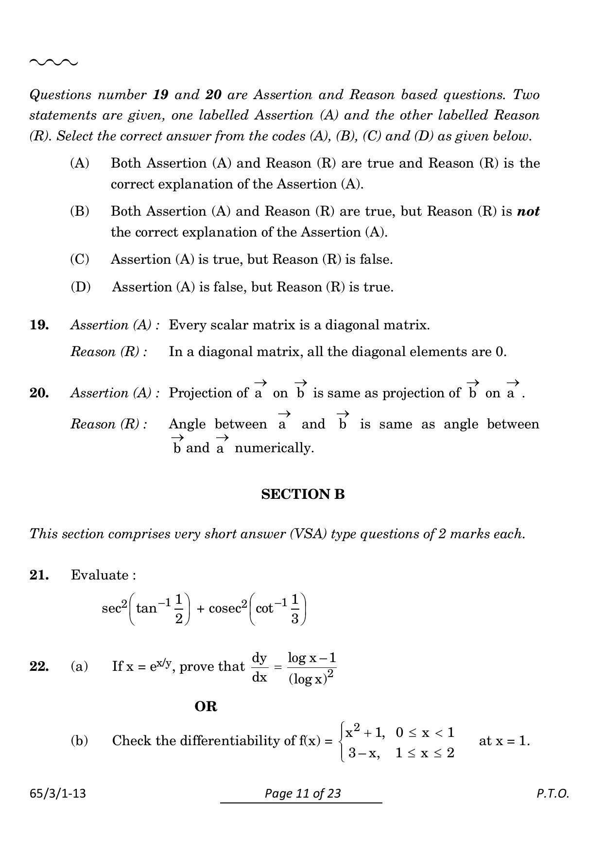CBSE Class 12 65-3-1 Mathematics 2024 Question Paper - Page 11