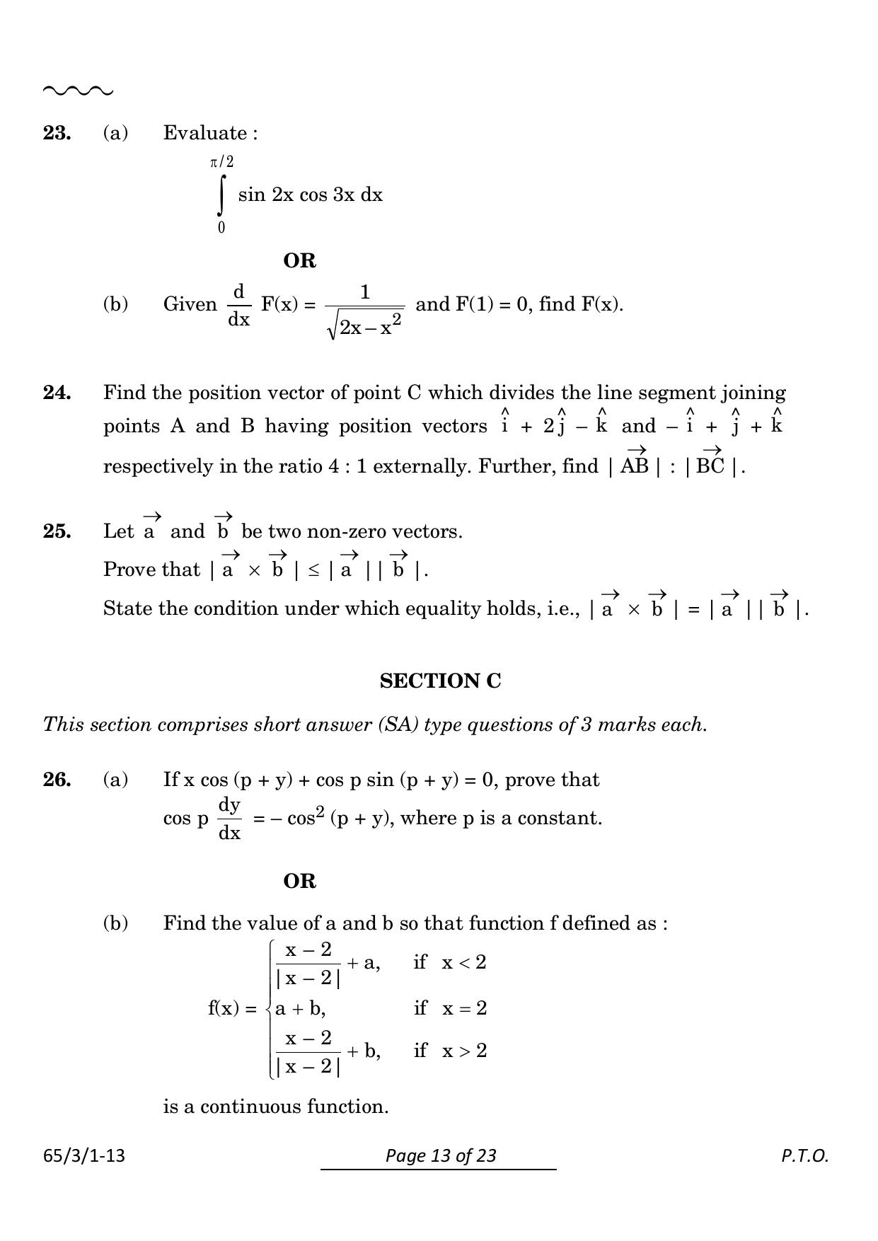 CBSE Class 12 65-3-1 Mathematics 2024 Question Paper - Page 13