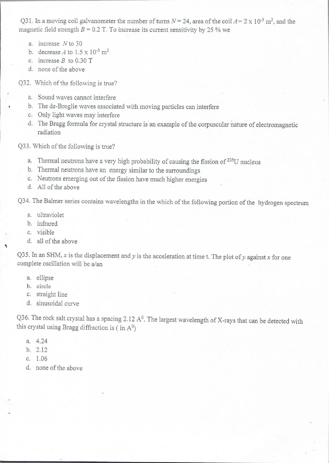 KUET 2024 Integrated BSc MSc in Physics/Energy Studies Question Paper - Page 7