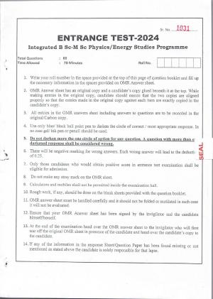 KUET 2024 Integrated BSc MSc in Physics/Energy Studies Question Paper