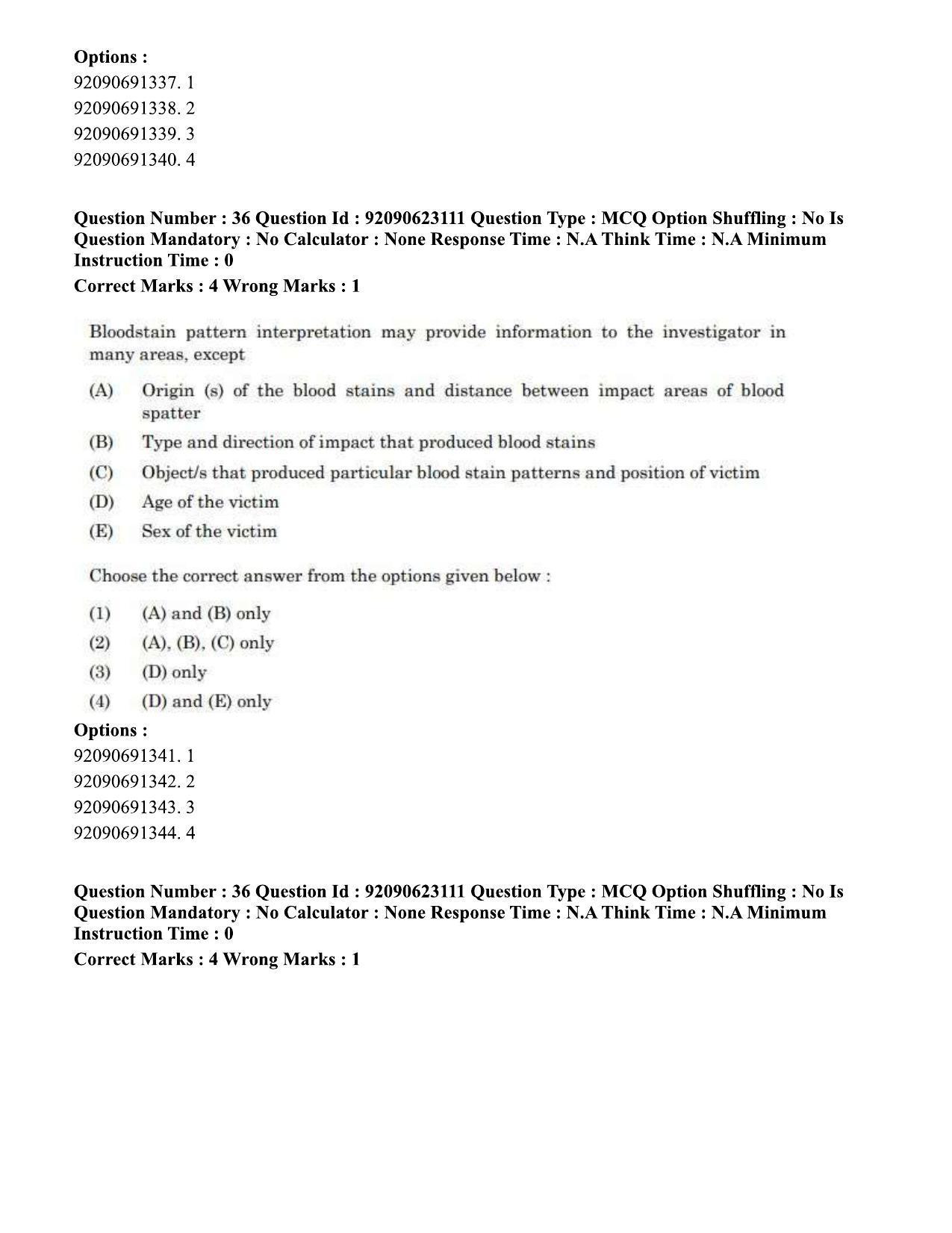 CUET PG 2023: SCQP13 – Forensic Science Hin - Shift 2 (24-06-2023) Question Paper - Page 36