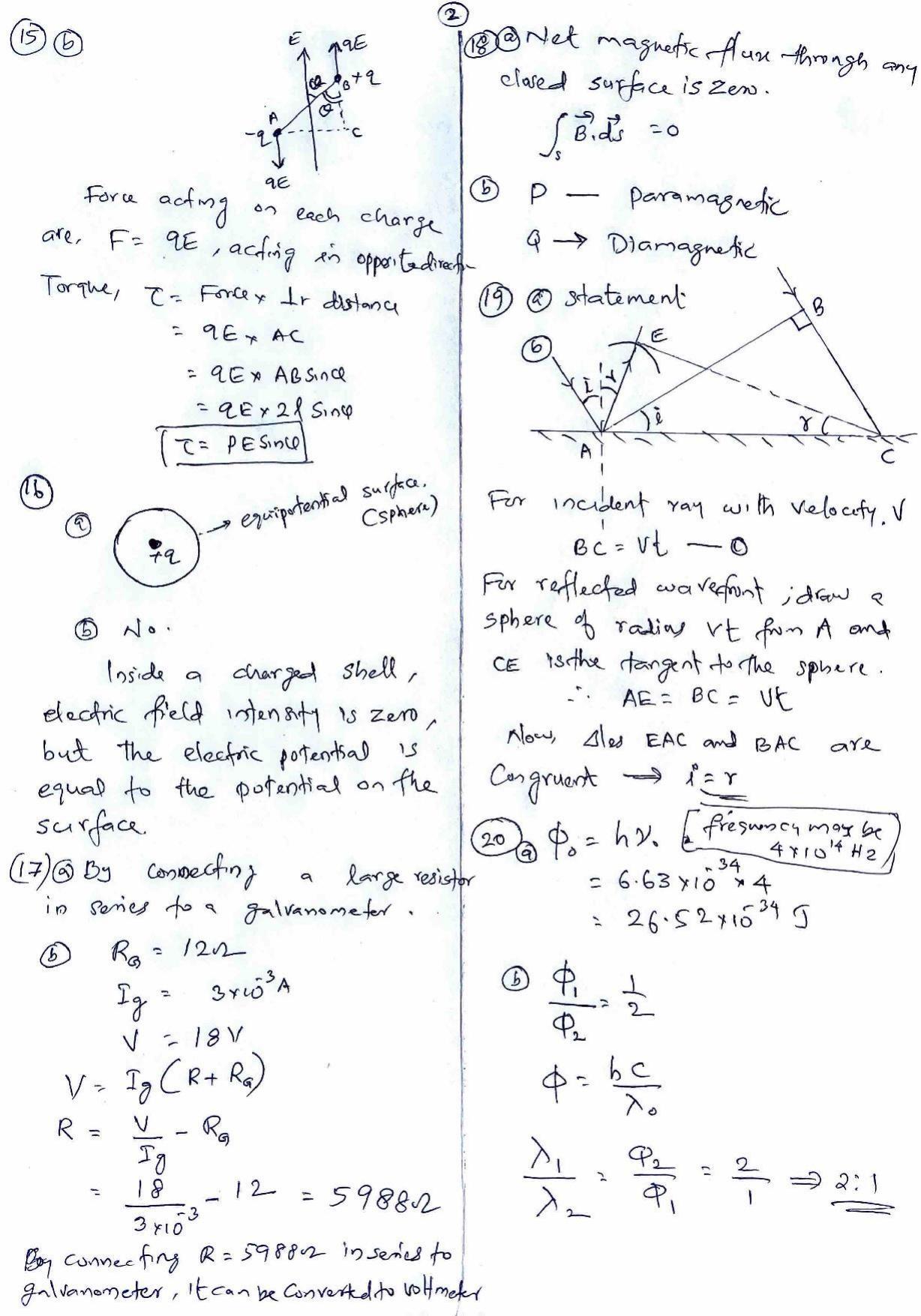 Kerala Plus Two 2023 Physics Model Answer key - Page 2