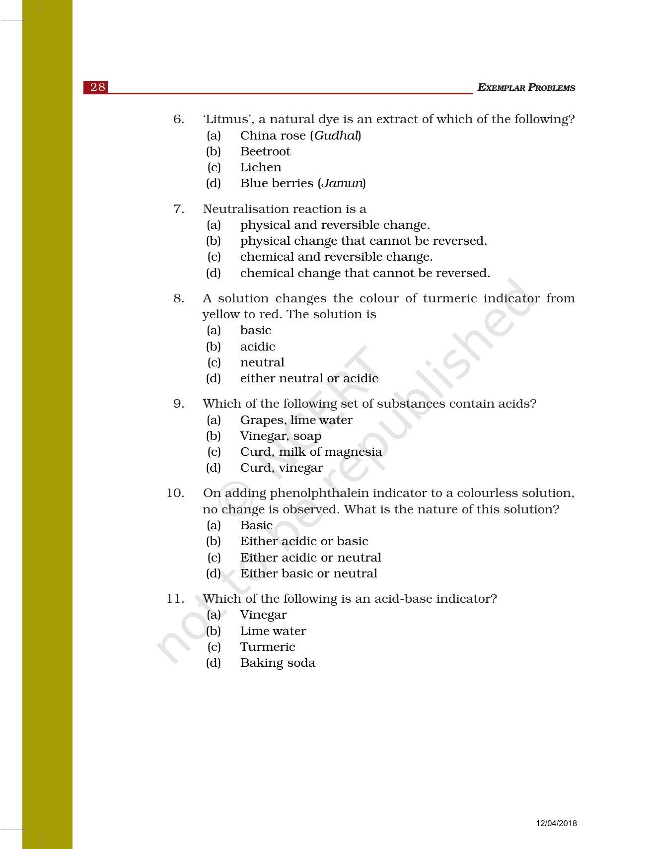 NCERT Exemplar Book for Class 7 Science: Chapter 5-Acids, Bases, and Salts - Page 2