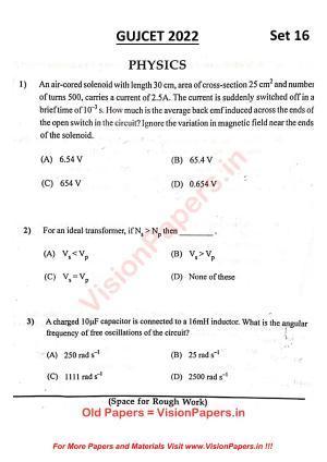 GUJCET Physics 2022 Question Paper