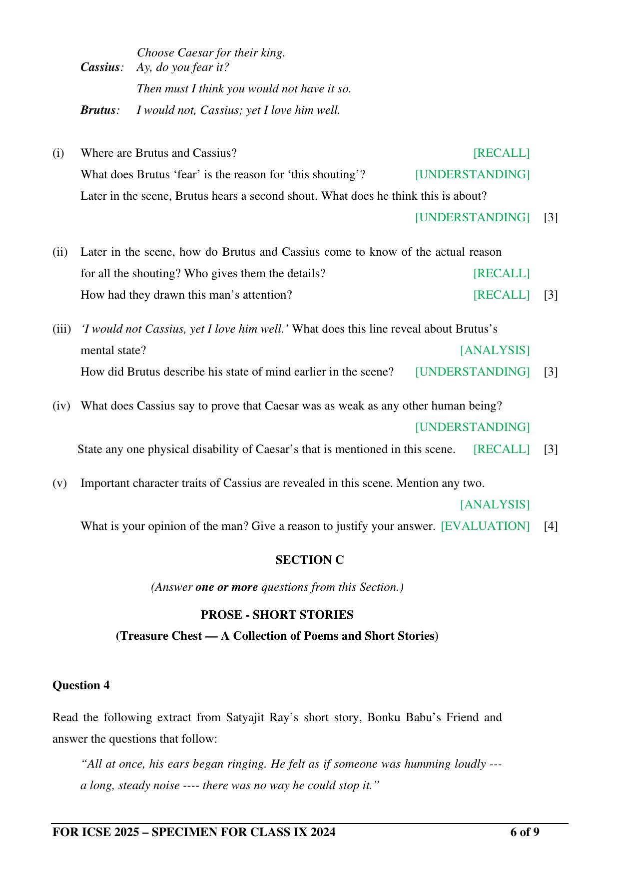 ICSE Class 9 2024 English Literature Sample Paper - Page 6