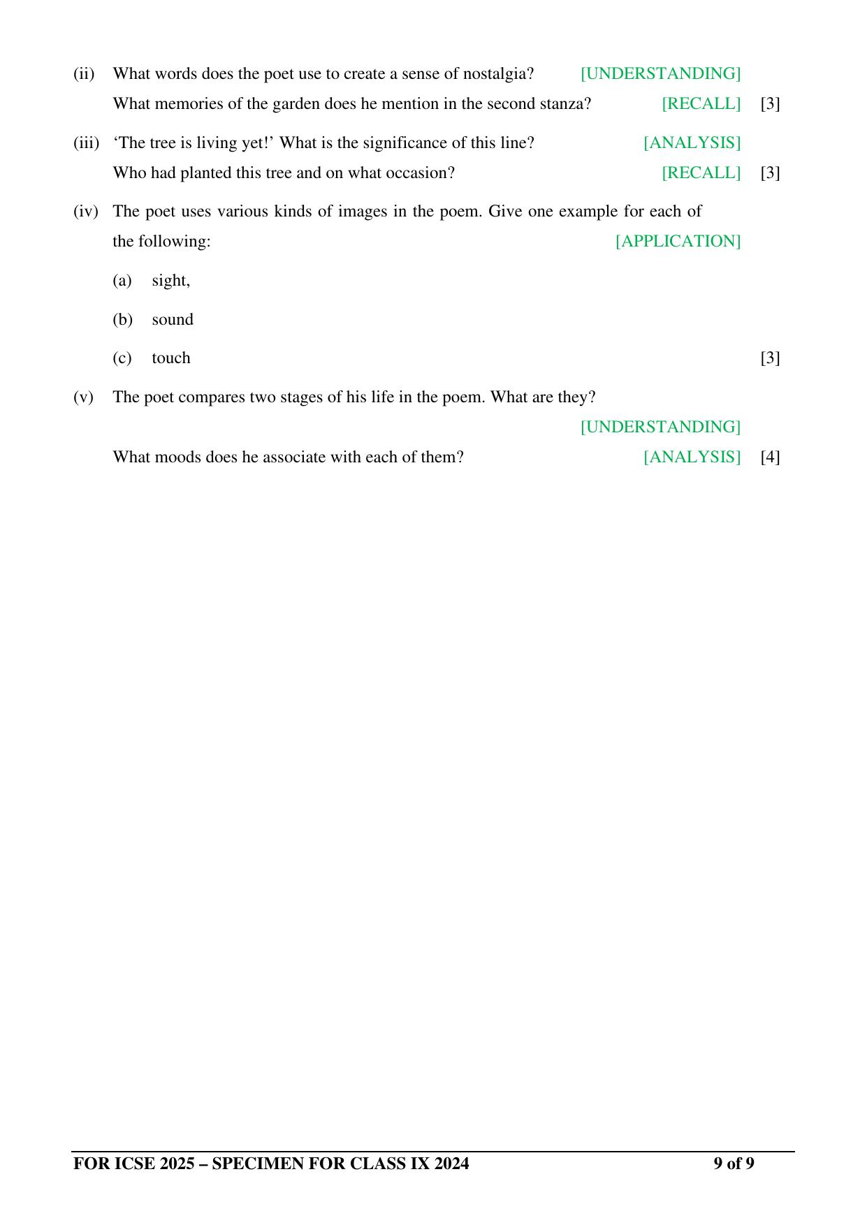 ICSE Class 9 2024 English Literature Sample Paper - Page 9