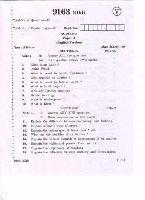 AP Inter 2nd Year Vocational Question Paper March - 2020  - Auditing - II (old)