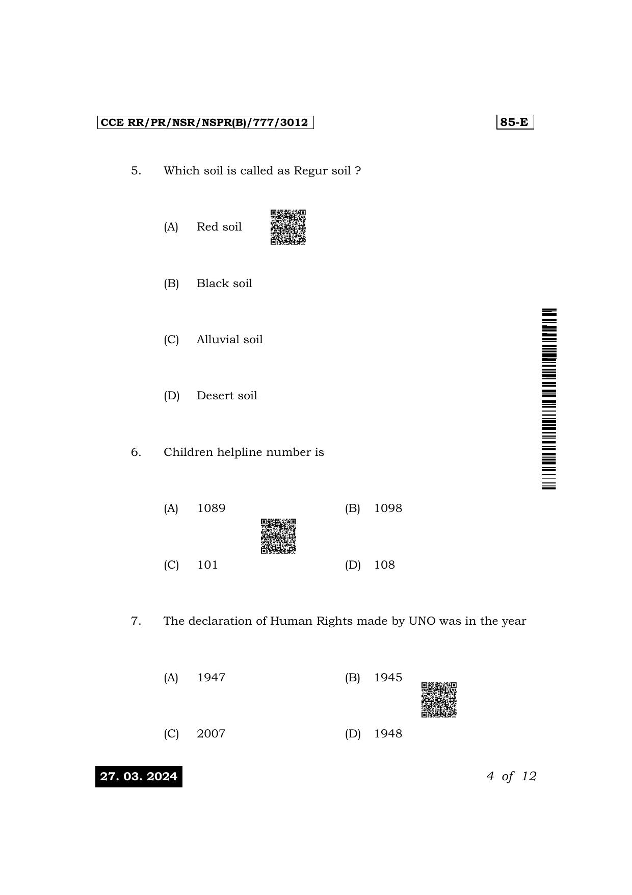 Karnataka SSLC Social Science (English Medium) Exam 1 Question Paper 2024 (B Version) - Page 4