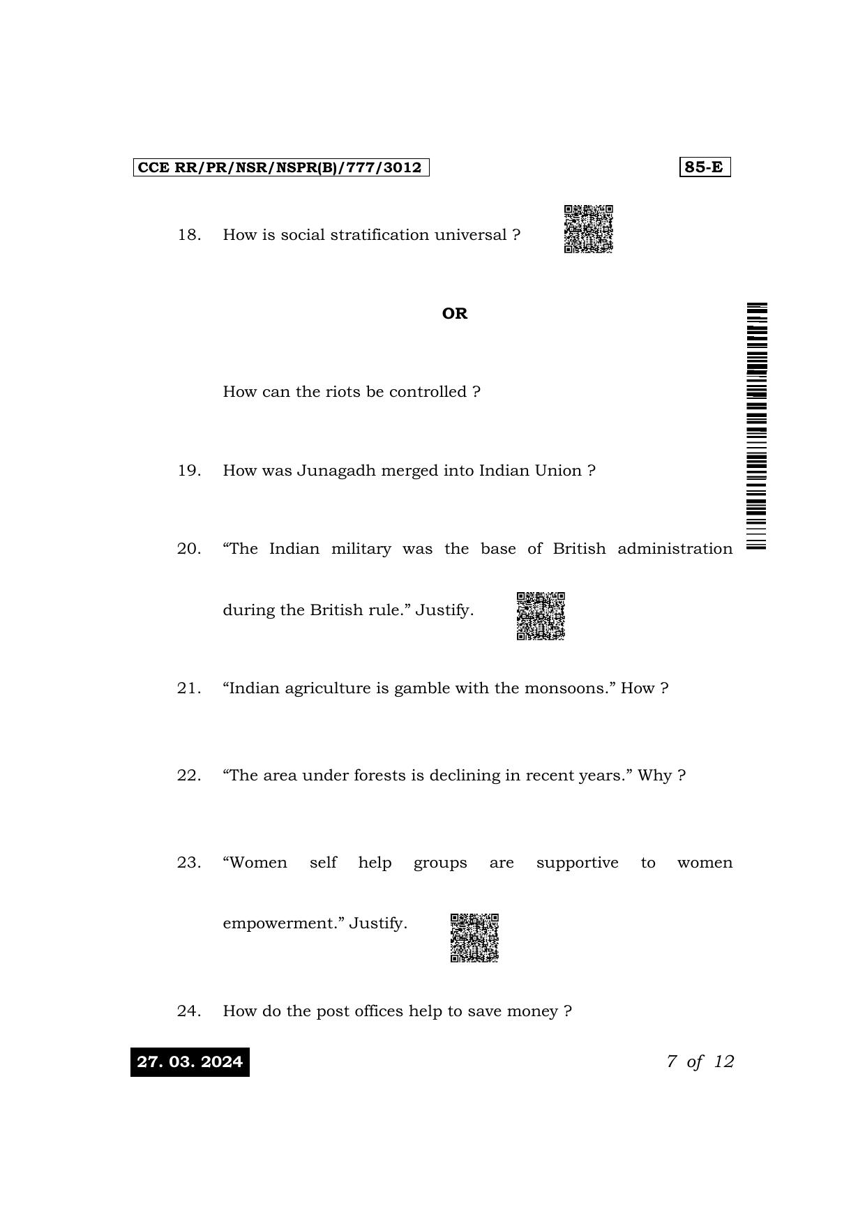 Karnataka SSLC Social Science (English Medium) Exam 1 Question Paper 2024 (B Version) - Page 7