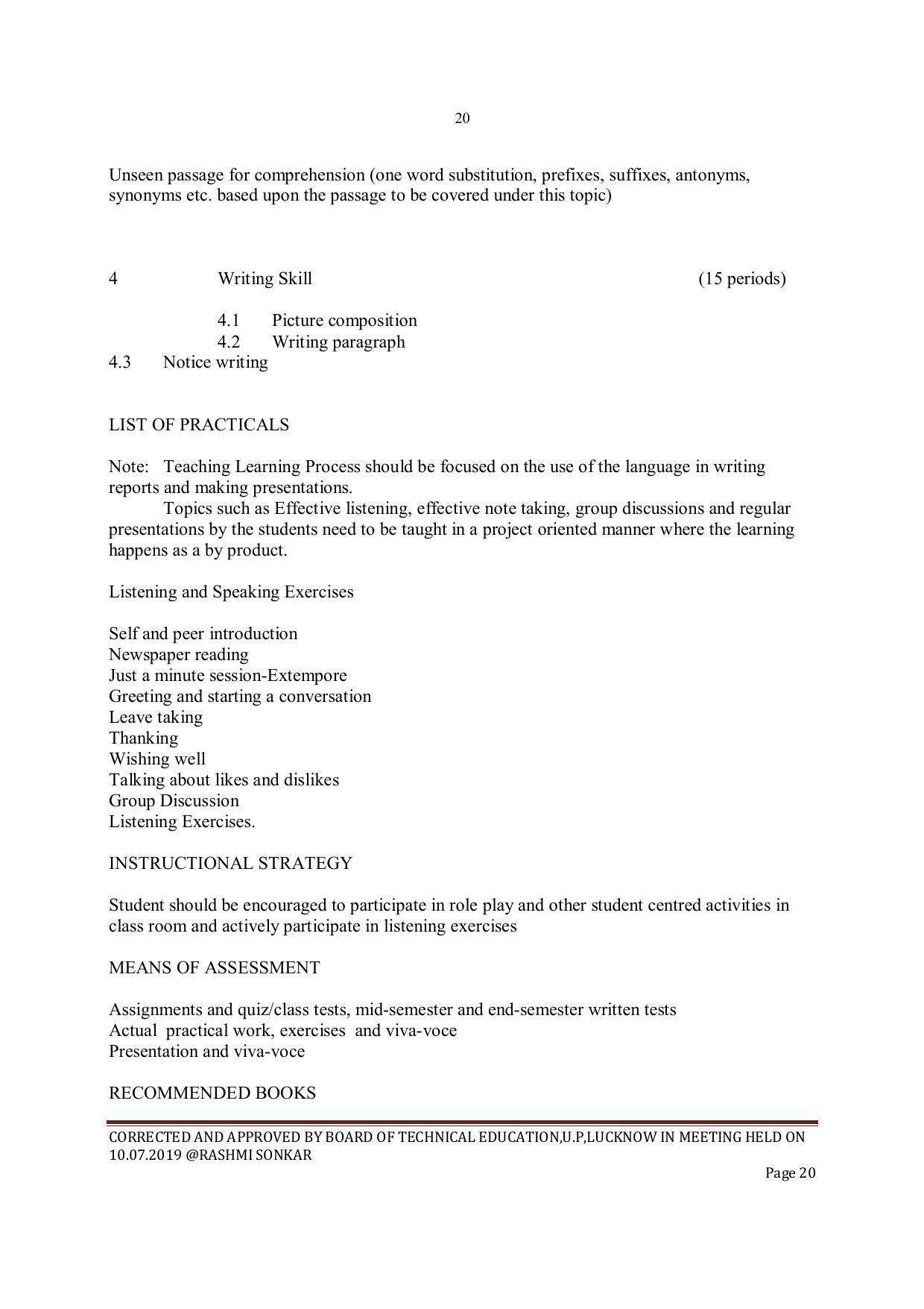 EFFECTIVE FROM JULY 2019-20 - SIX SEMESTER DIPLOMA COURSE IN INSTRUMENTATION AND CONTROL ENGINEERING - Page 22
