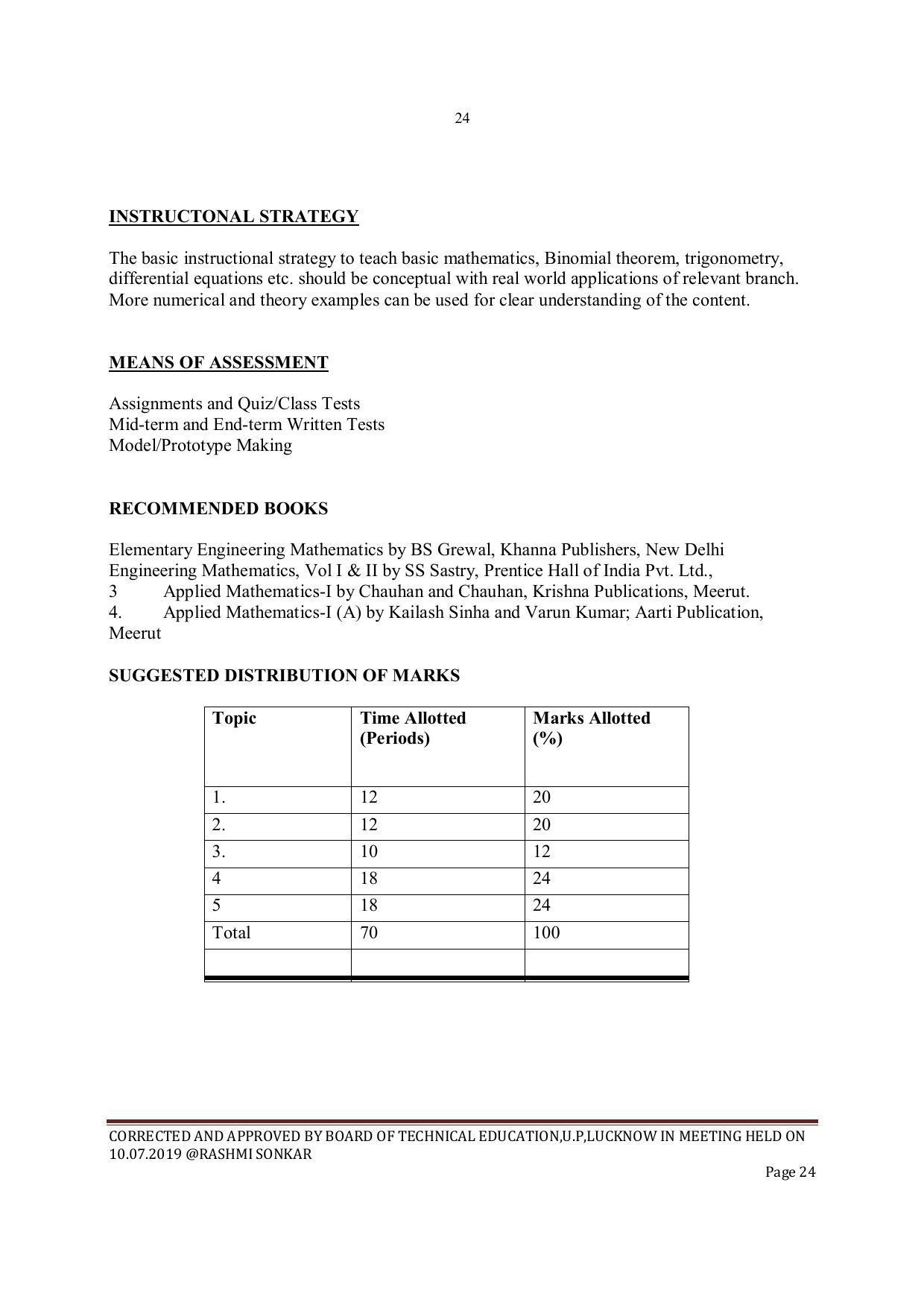 EFFECTIVE FROM JULY 2019-20 - SIX SEMESTER DIPLOMA COURSE IN INSTRUMENTATION AND CONTROL ENGINEERING - Page 26