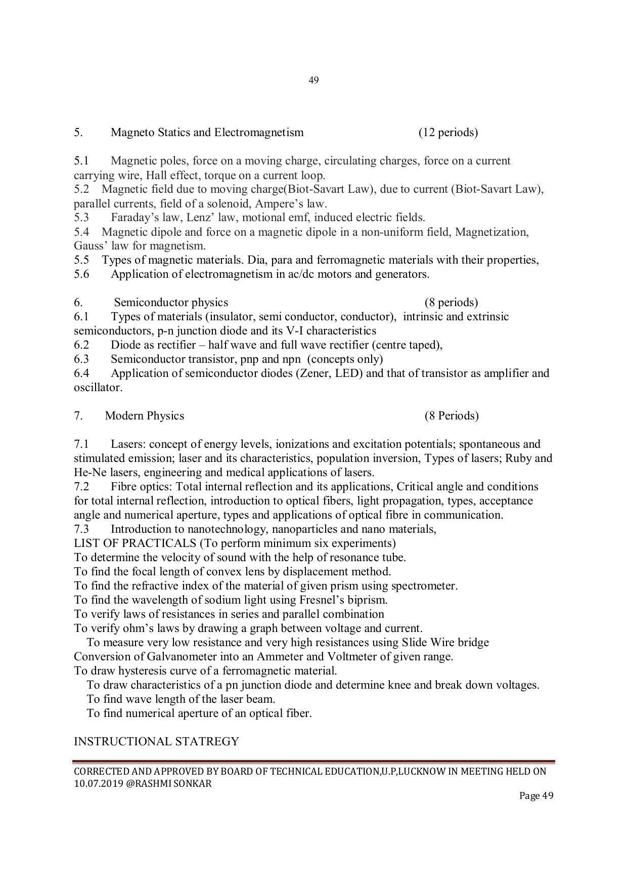 EFFECTIVE FROM JULY 2019-20 - SIX SEMESTER DIPLOMA COURSE IN INSTRUMENTATION AND CONTROL ENGINEERING - Page 51