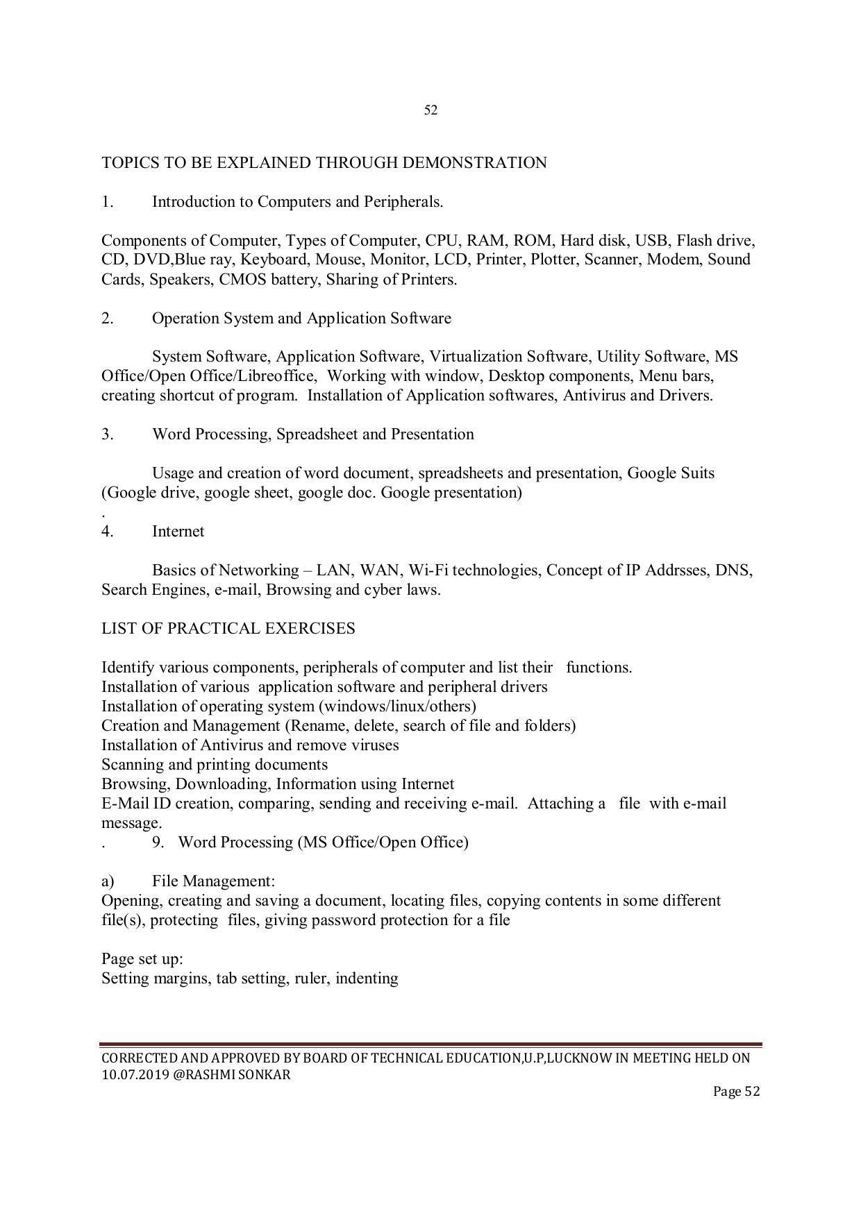 EFFECTIVE FROM JULY 2019-20 - SIX SEMESTER DIPLOMA COURSE IN INSTRUMENTATION AND CONTROL ENGINEERING - Page 54