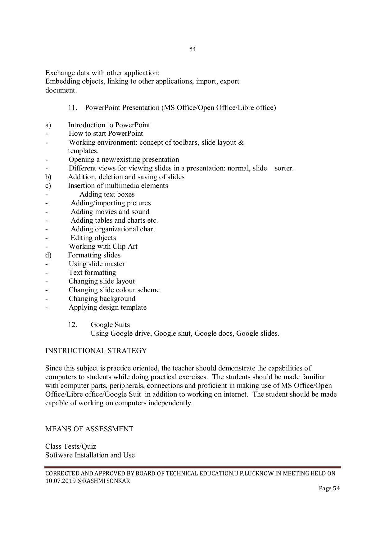EFFECTIVE FROM JULY 2019-20 - SIX SEMESTER DIPLOMA COURSE IN INSTRUMENTATION AND CONTROL ENGINEERING - Page 56