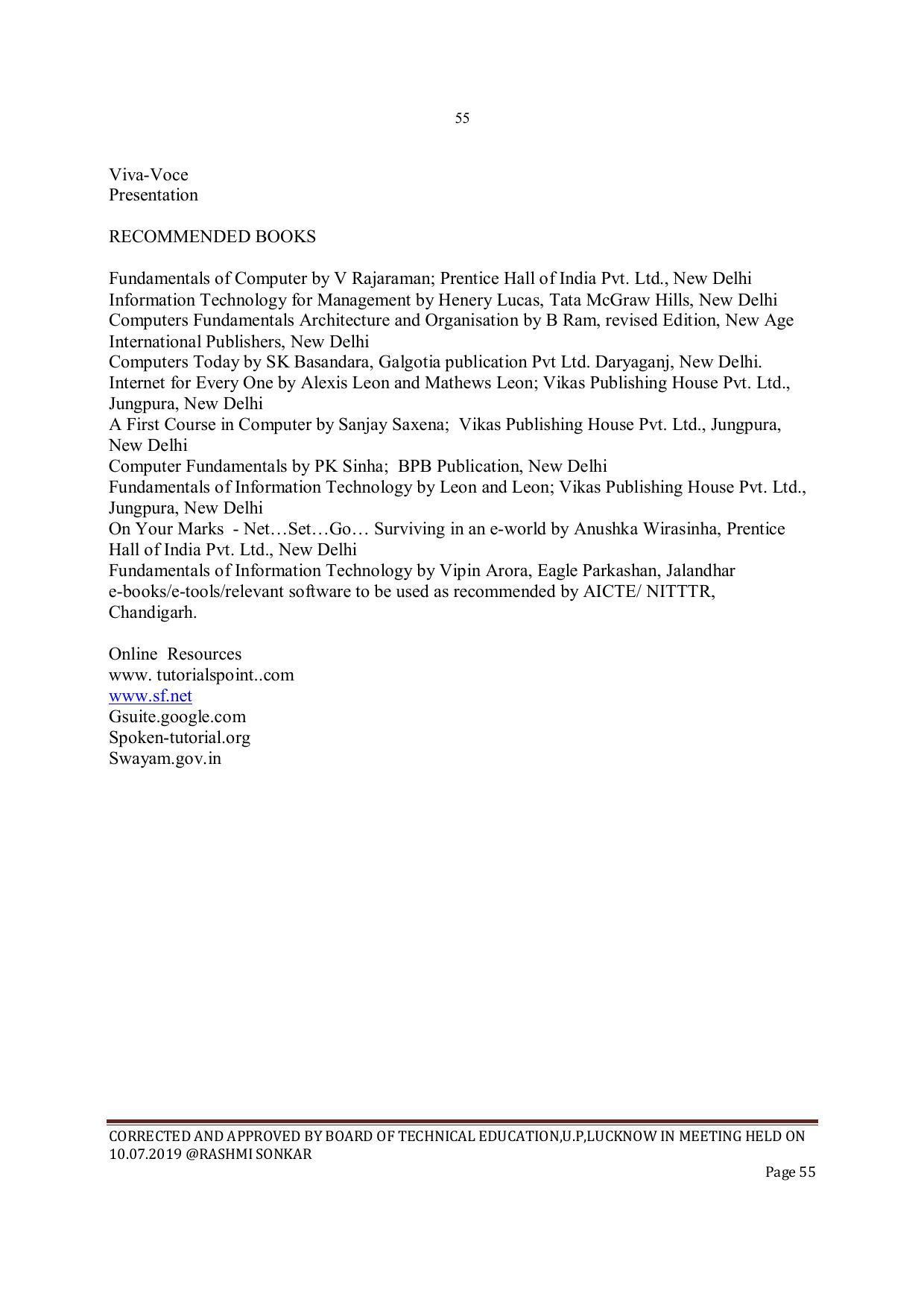 EFFECTIVE FROM JULY 2019-20 - SIX SEMESTER DIPLOMA COURSE IN INSTRUMENTATION AND CONTROL ENGINEERING - Page 57