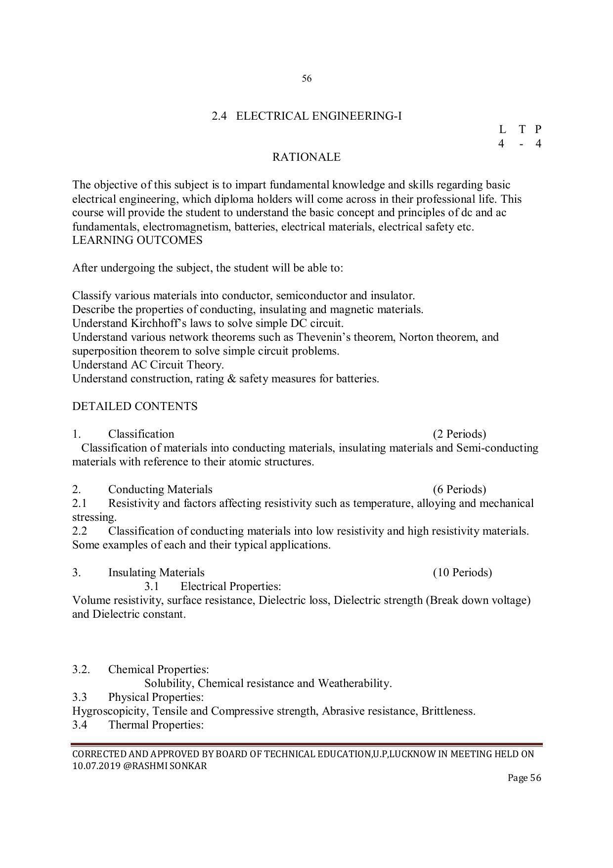 EFFECTIVE FROM JULY 2019-20 - SIX SEMESTER DIPLOMA COURSE IN INSTRUMENTATION AND CONTROL ENGINEERING - Page 58